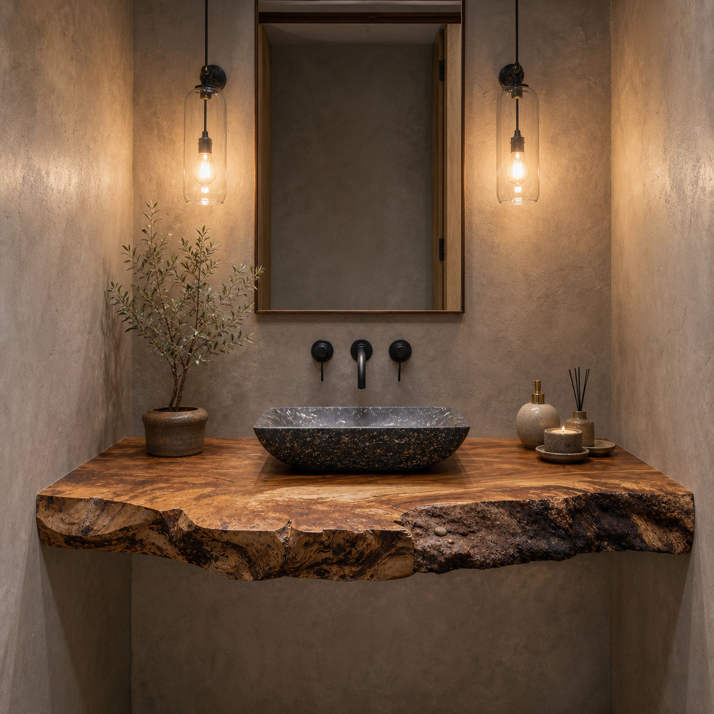 Rustic Farmhouse Wooden Bathroom Vanity Floating Shelf For Vintage Bathrooms