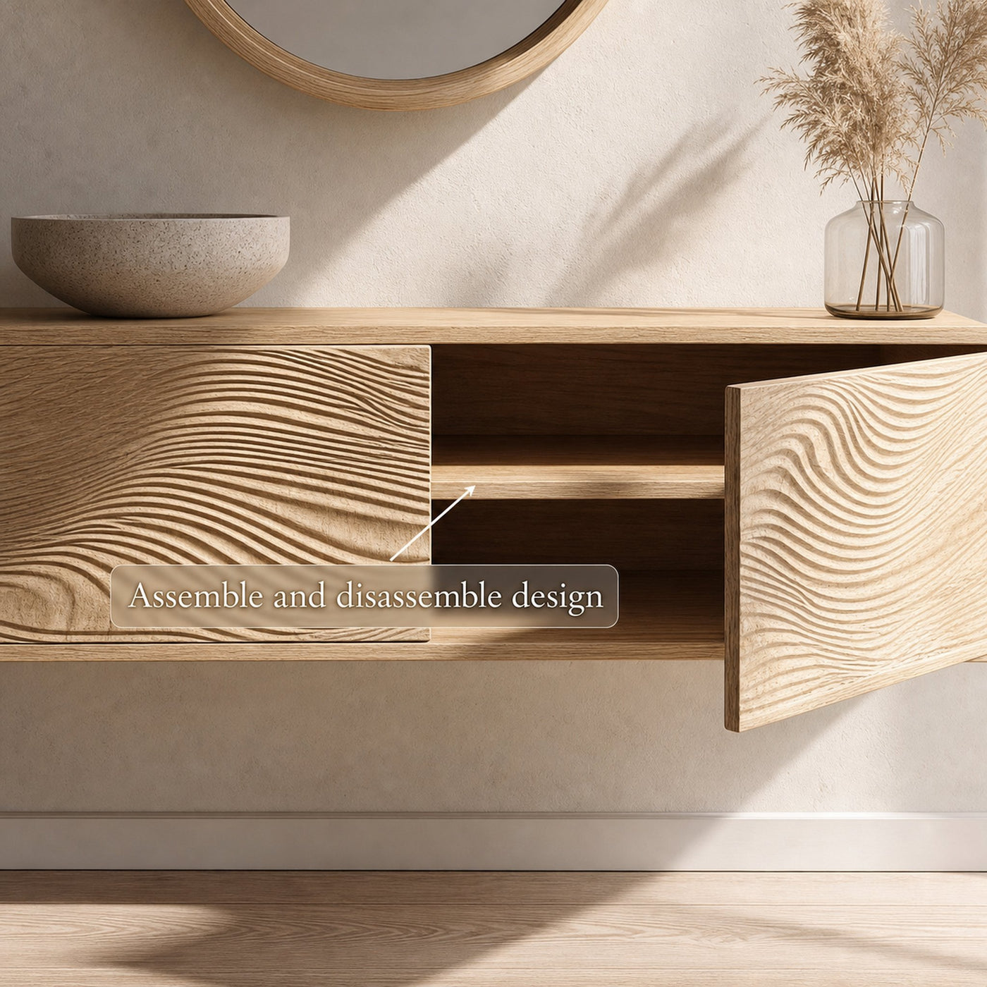 Rustic Floating Bathroom Vanity Modern Washroom - product view 3