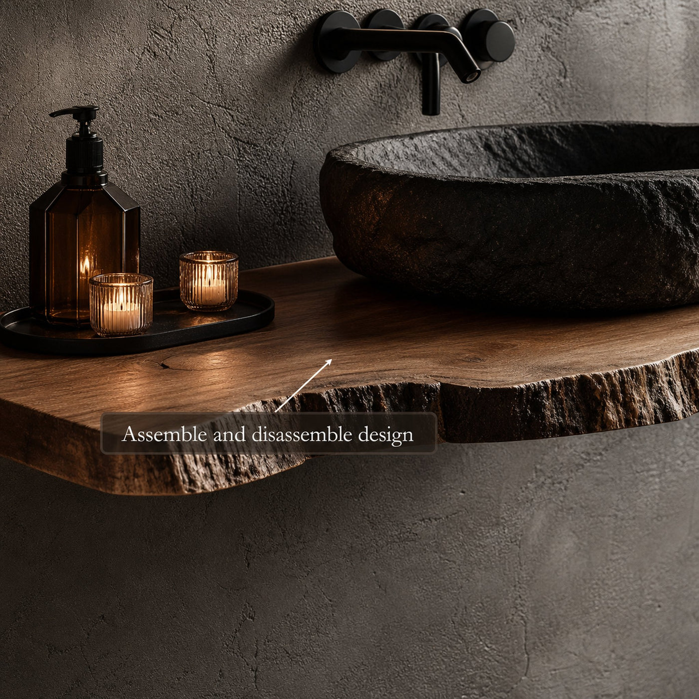 Rustic Floating Bathroom Vanity Modern Washroom - product view 3