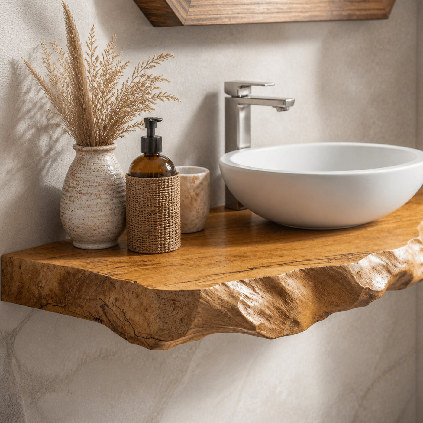 Rustic Floating Bathroom Vanity Shelf