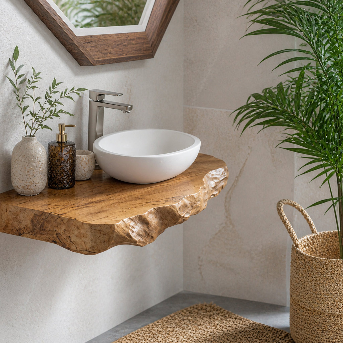 Rustic Floating Bathroom Vanity Shelf - product view 2