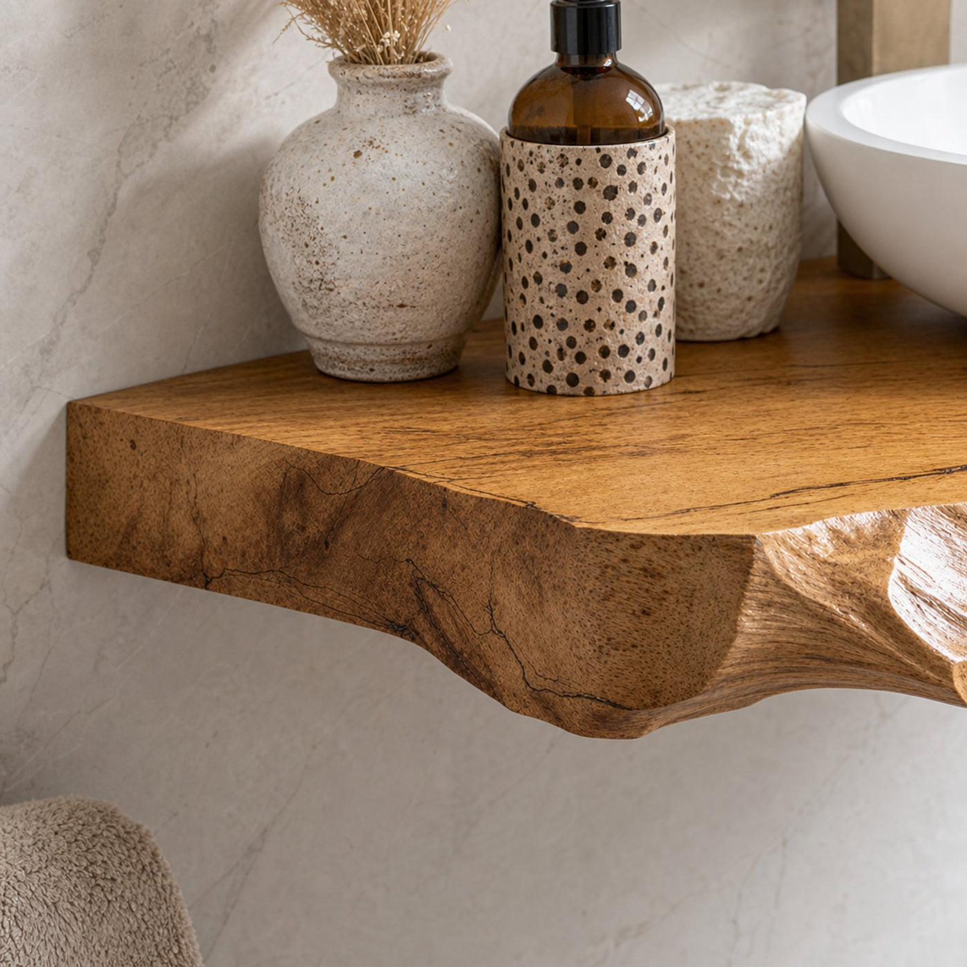 Rustic Floating Bathroom Vanity Shelf - product view 3