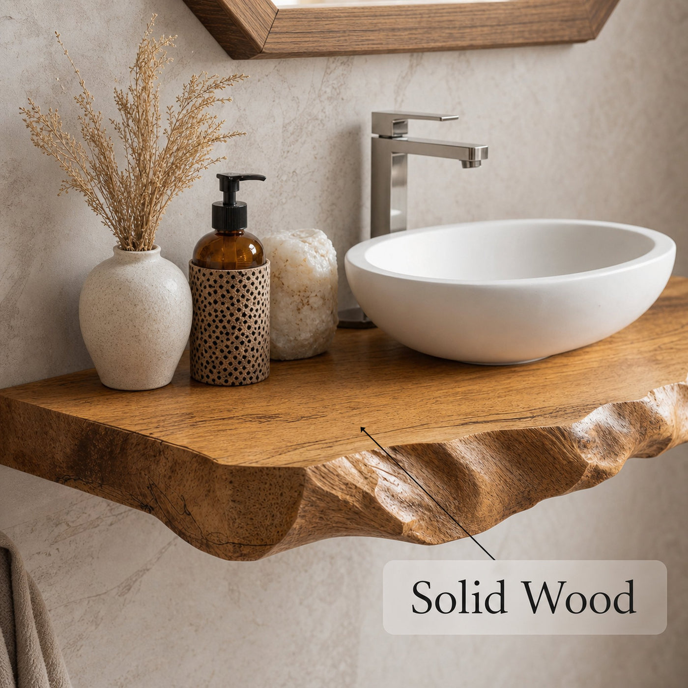 Rustic Floating Bathroom Vanity Shelf - product view 5