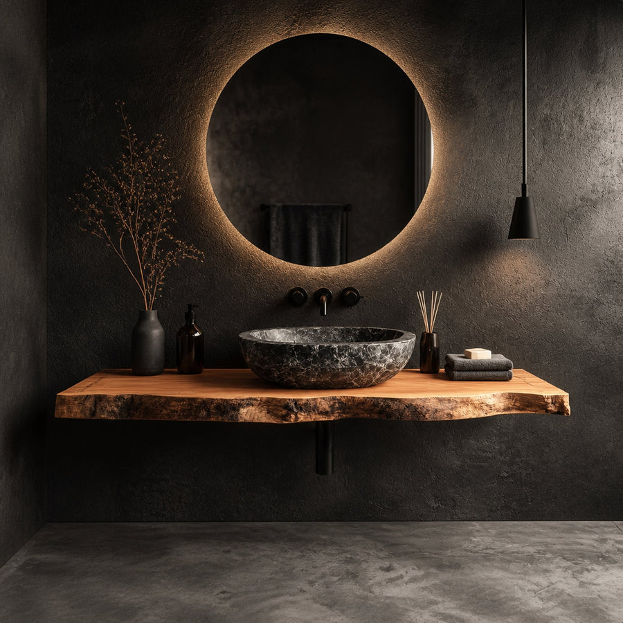 Rustic Floating Bathroom Vanity Washroom Entryway