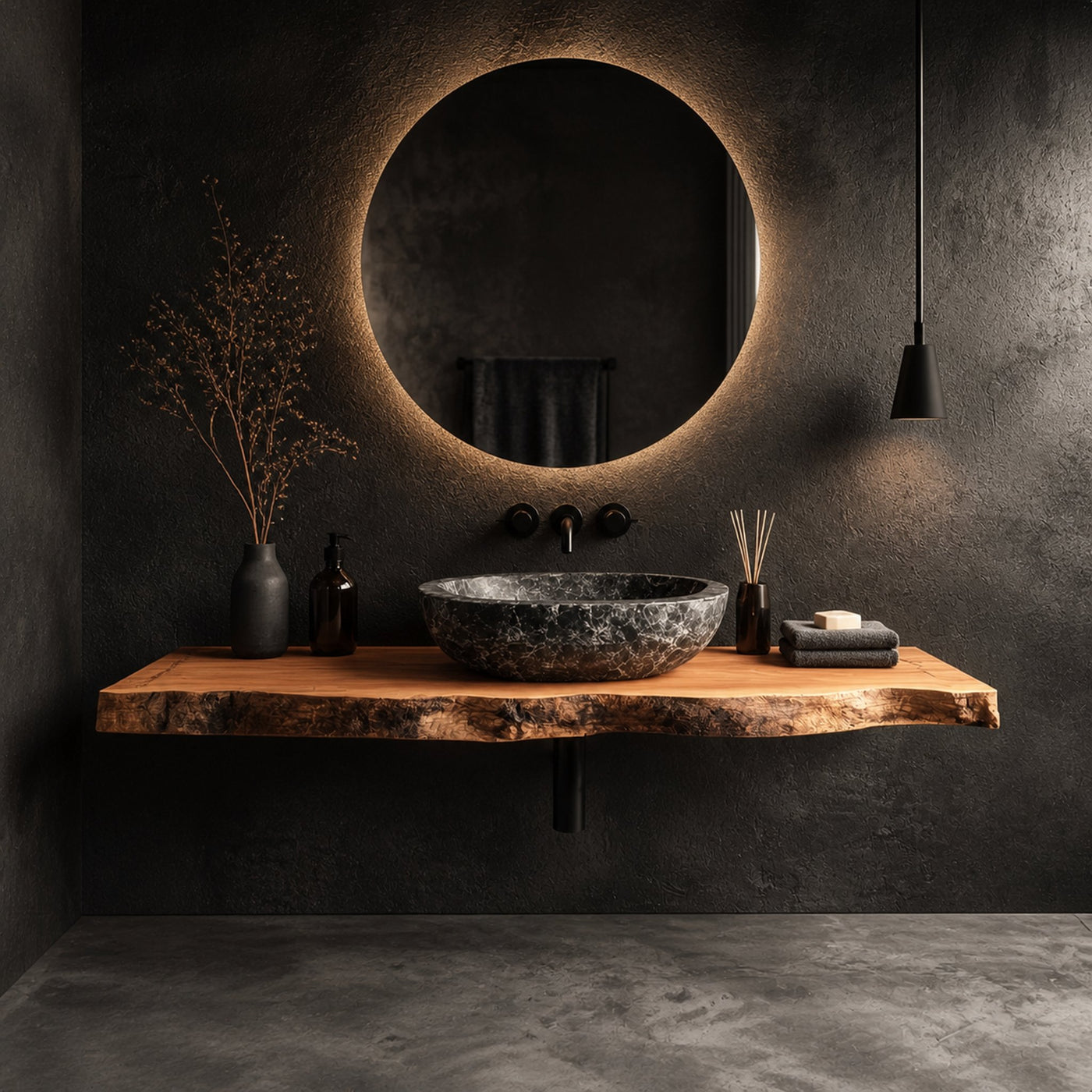 Rustic Floating Bathroom Vanity Washroom Entryway