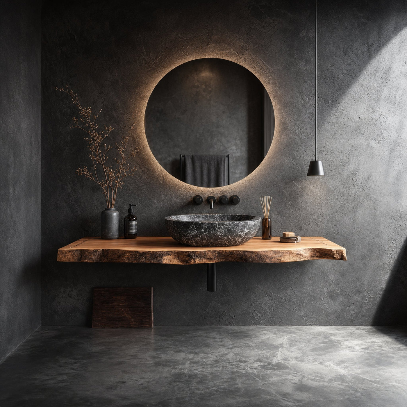 Rustic Floating Bathroom Vanity Washroom Entryway - product view 2