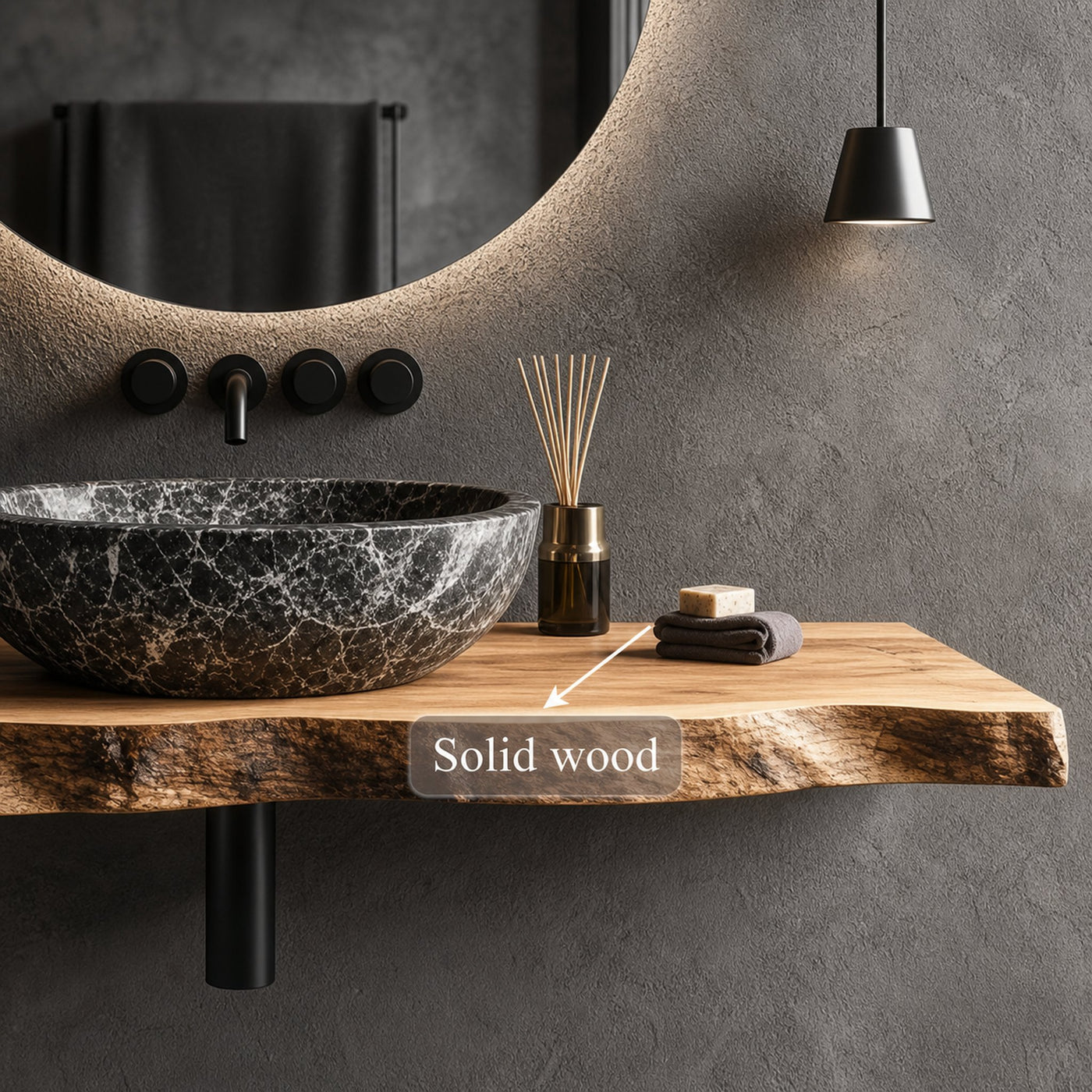 Rustic Floating Bathroom Vanity Washroom Entryway - product view 4