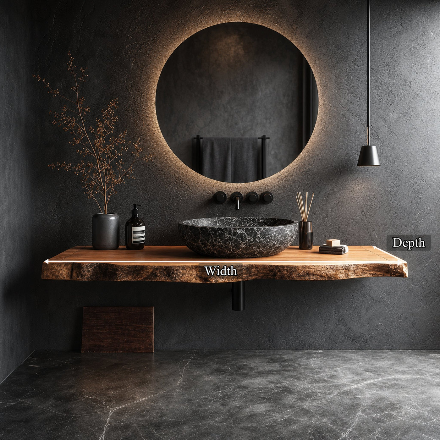 Rustic Floating Bathroom Vanity Washroom Entryway - product view 5