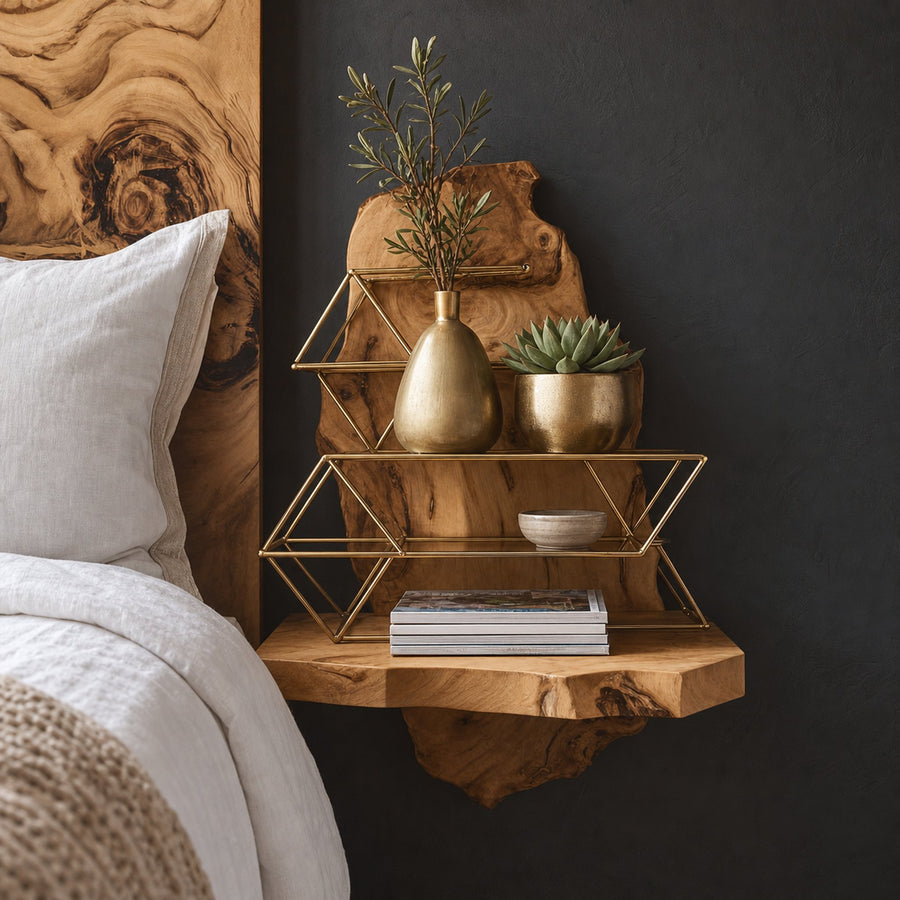 Rustic Floating Bedside Table Bedroom