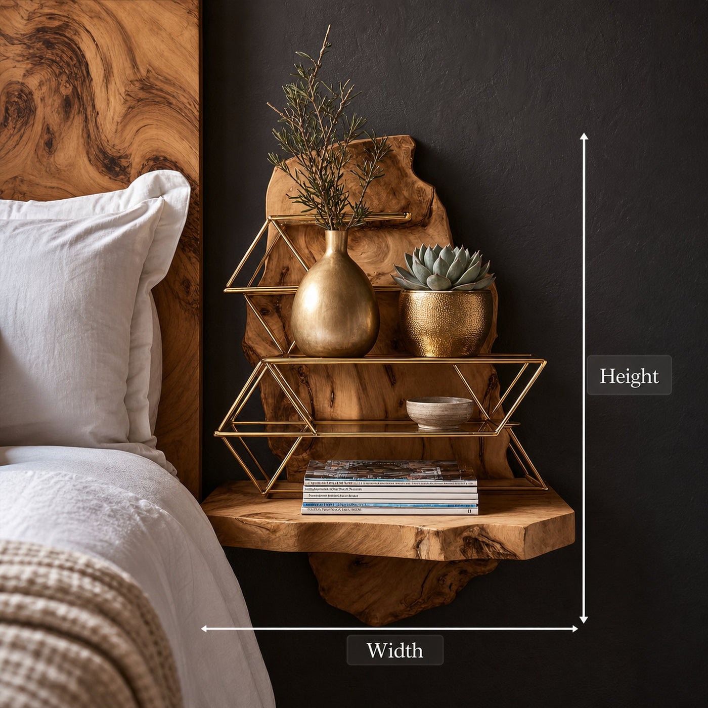 Rustic Floating Bedside Table Bedroom - product view 6
