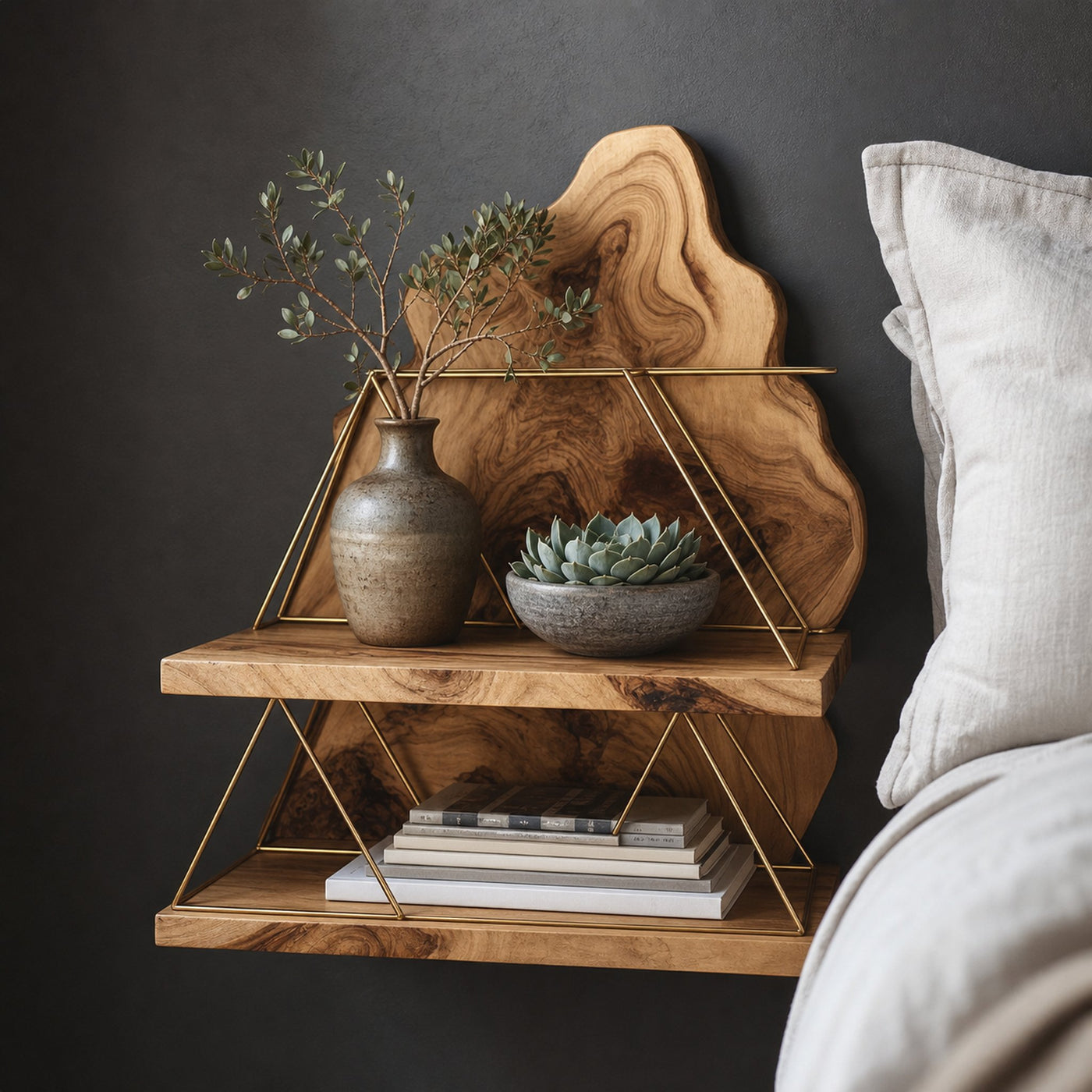 Rustic Floating Bedside Table Bedroom Office