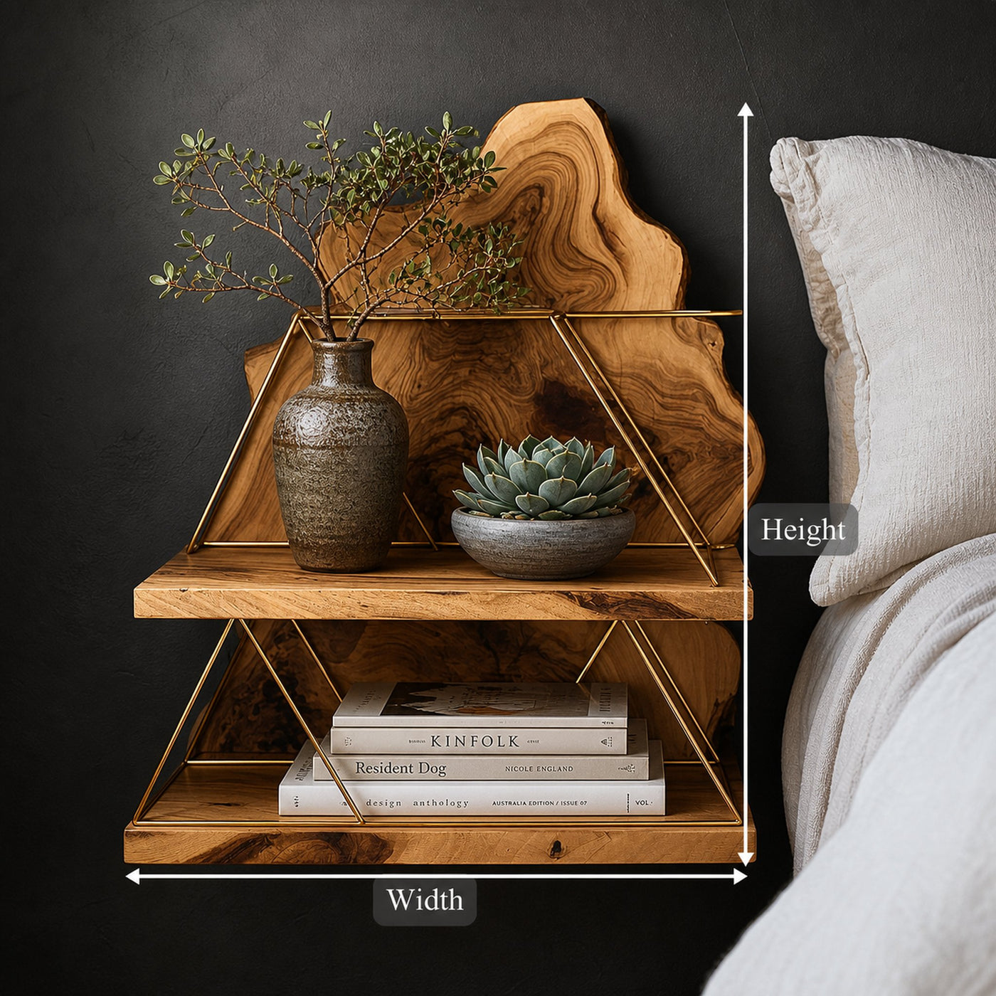 Rustic Floating Bedside Table Bedroom Office - product view 6