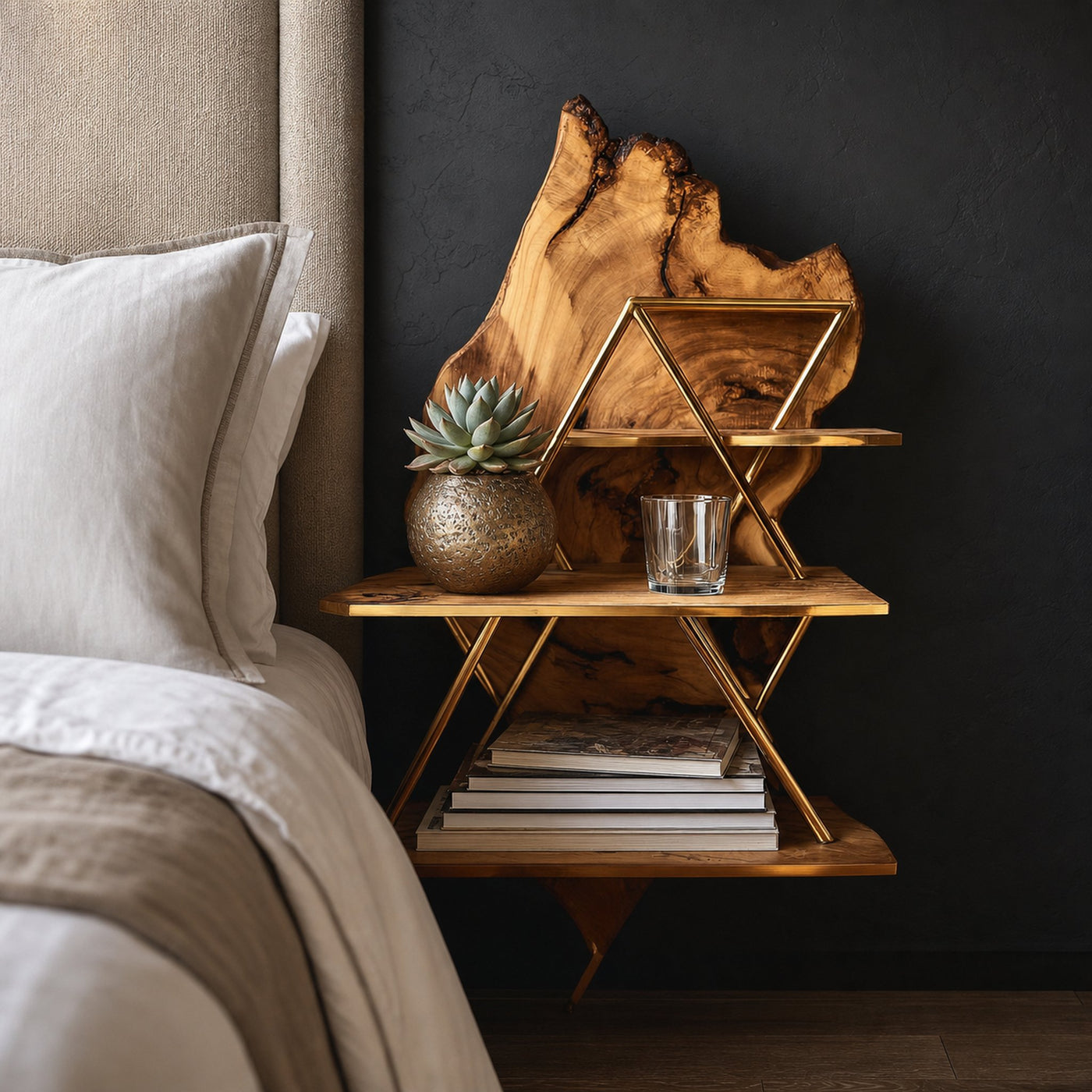Rustic Floating Nightstand Bedroom Living Room