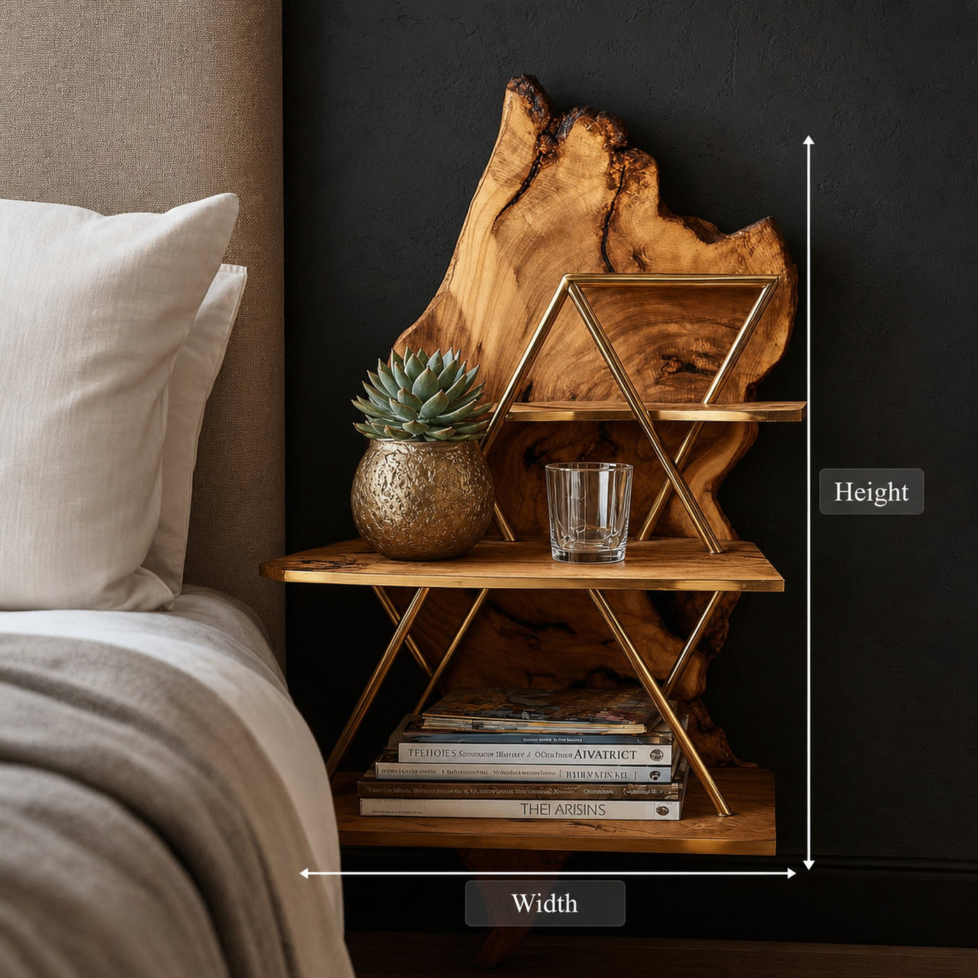 Rustic Floating Nightstand Bedroom Living Room - product view 6