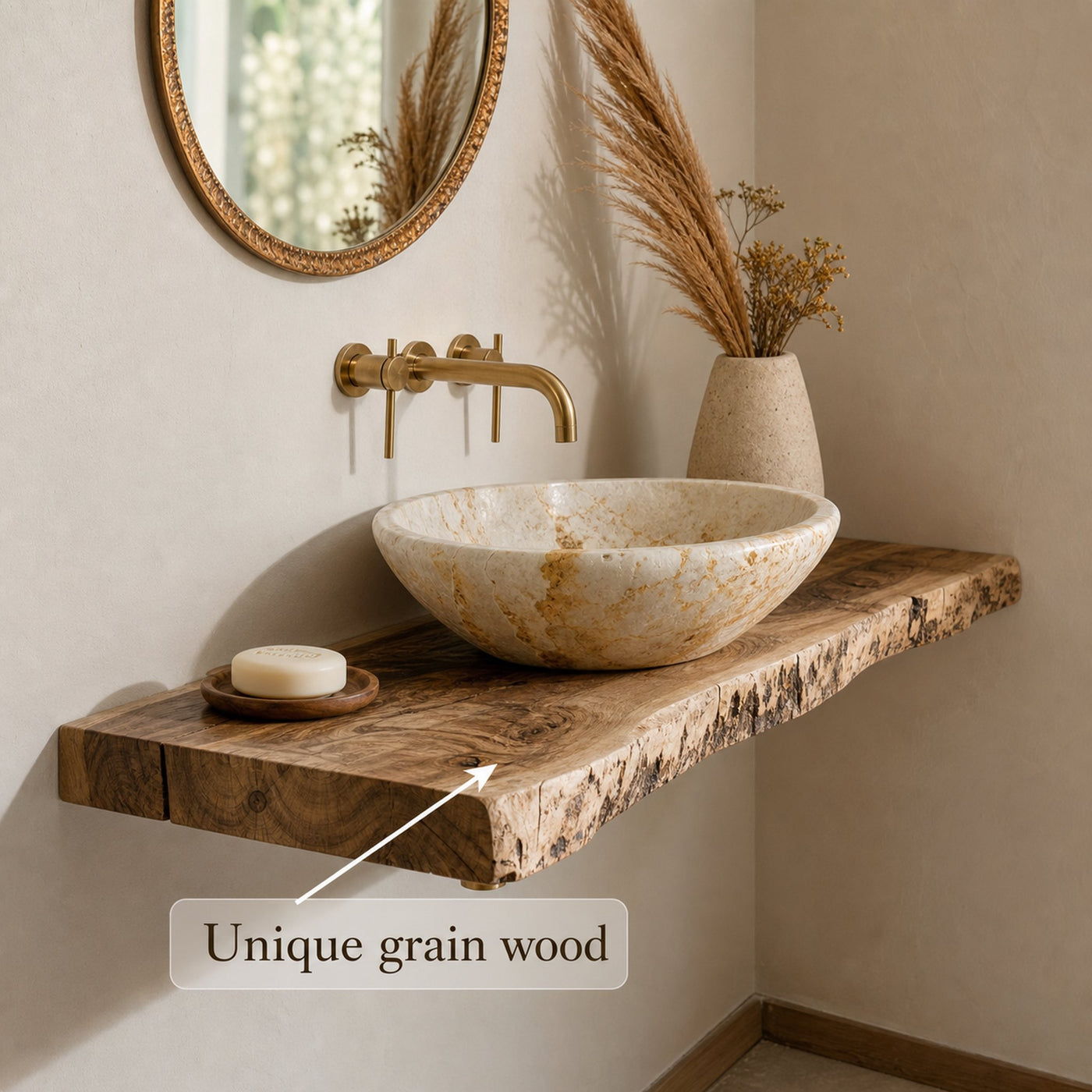 Rustic Floating Shelf Basin Stand Bathroom - product view 3