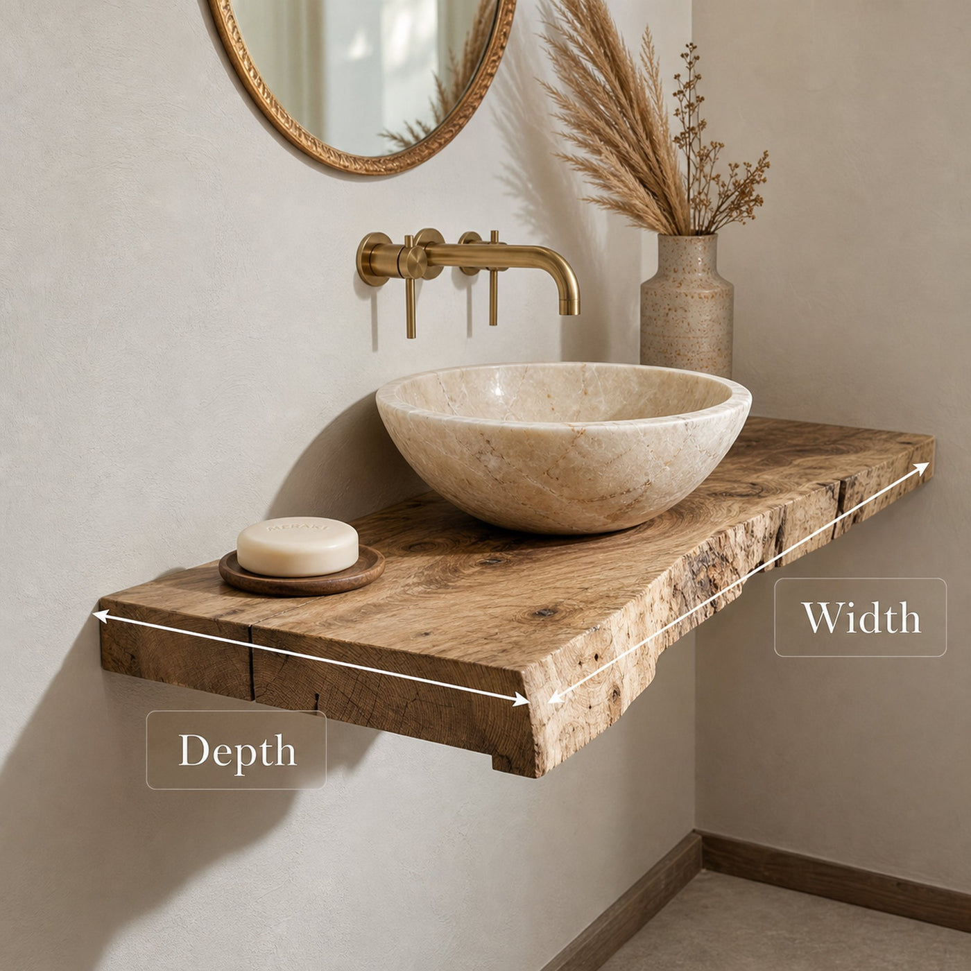 Rustic Floating Shelf Basin Stand Bathroom - product view 5