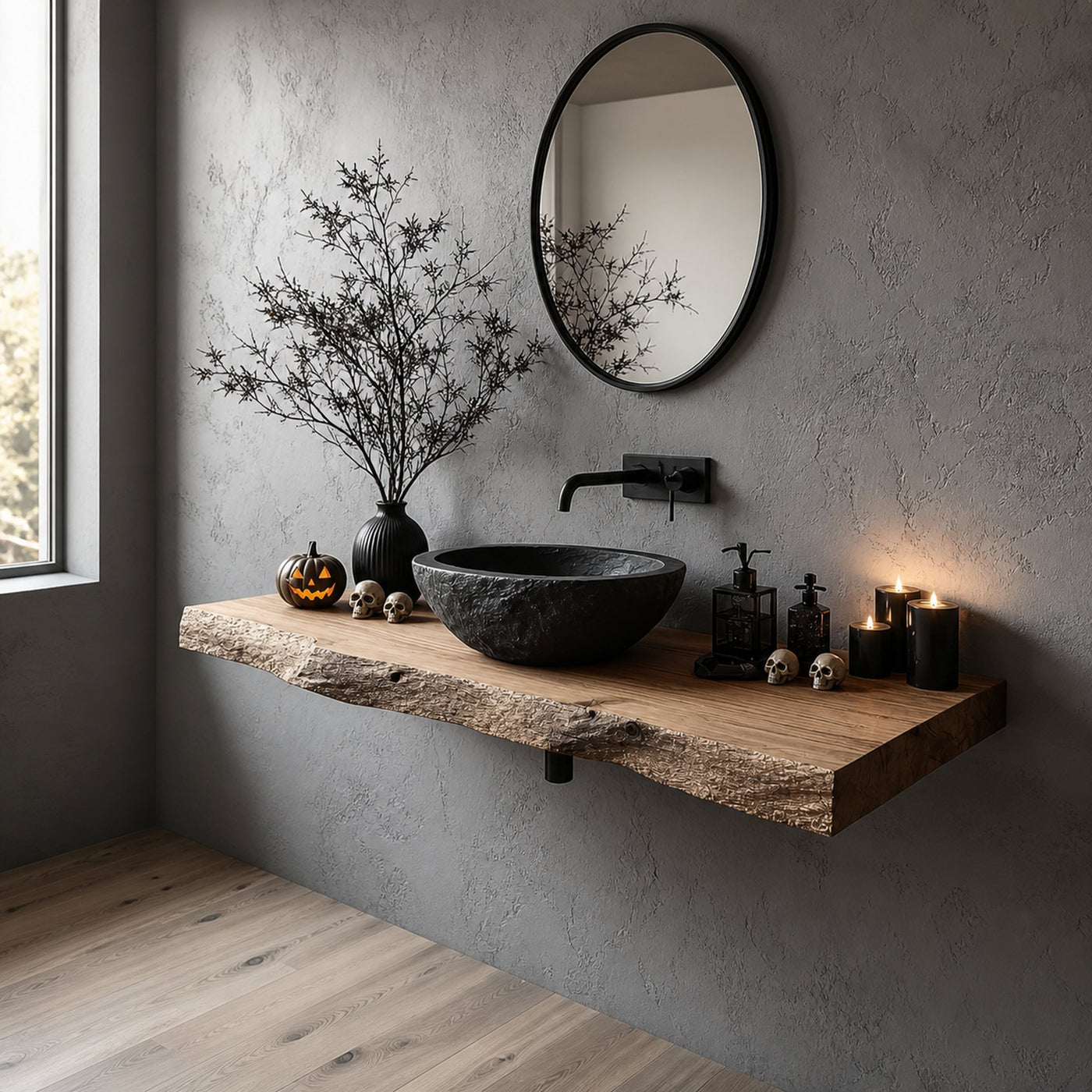 Rustic Floating Shelf Basin Vanity Bathroom