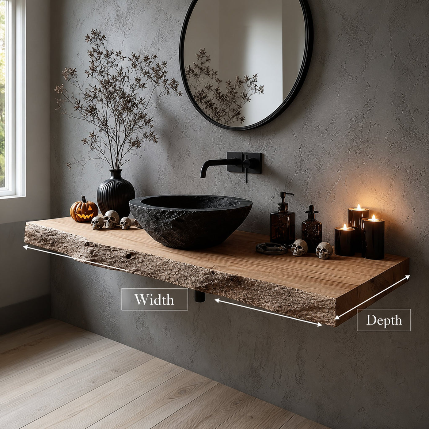 Rustic Floating Shelf Basin Vanity Bathroom - product view 6