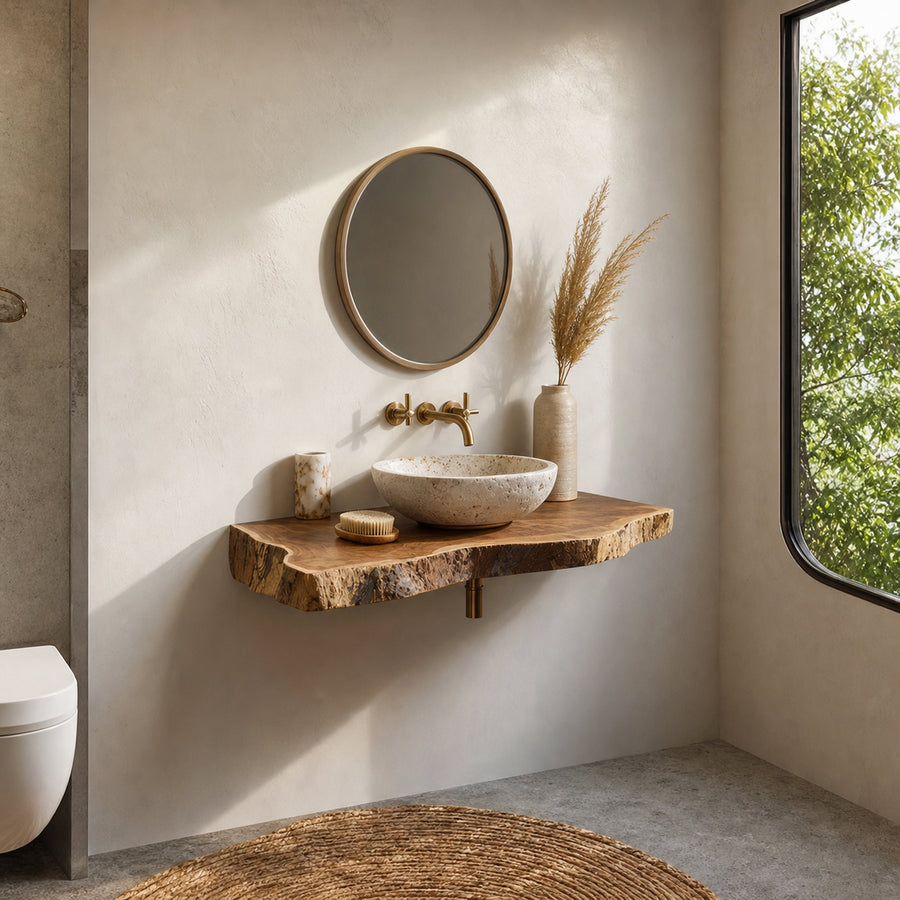 Rustic Floating Shelf Bathroom