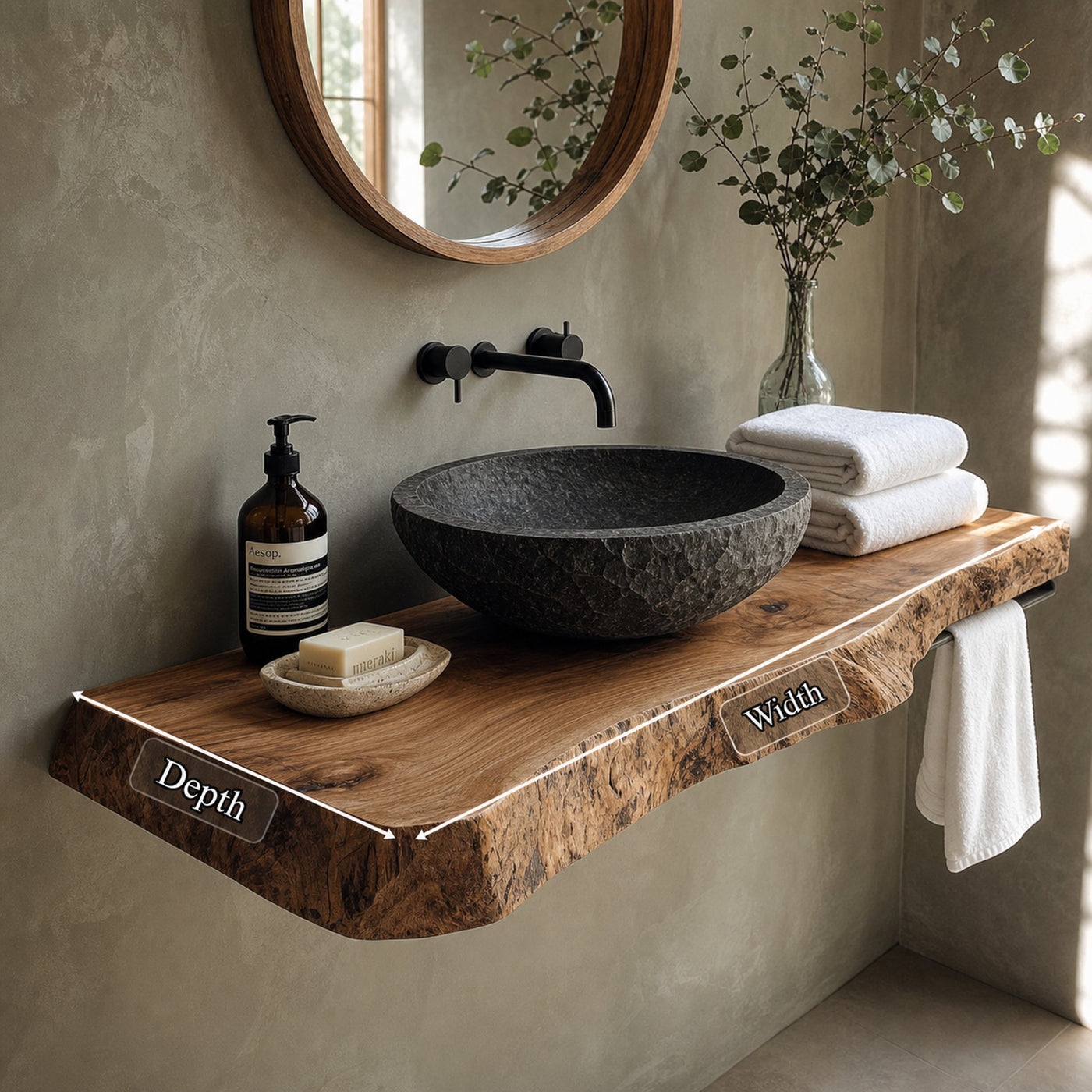 Rustic Floating Shelf Farmhouse Vanity Bathroom - product view 6