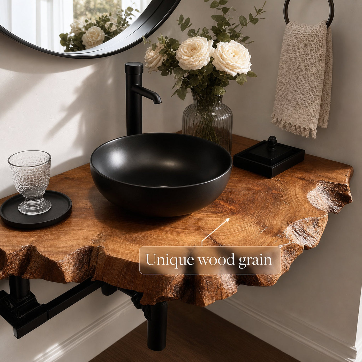 Rustic Floating Shelf Narrow Vanity Powder Room - product view 2