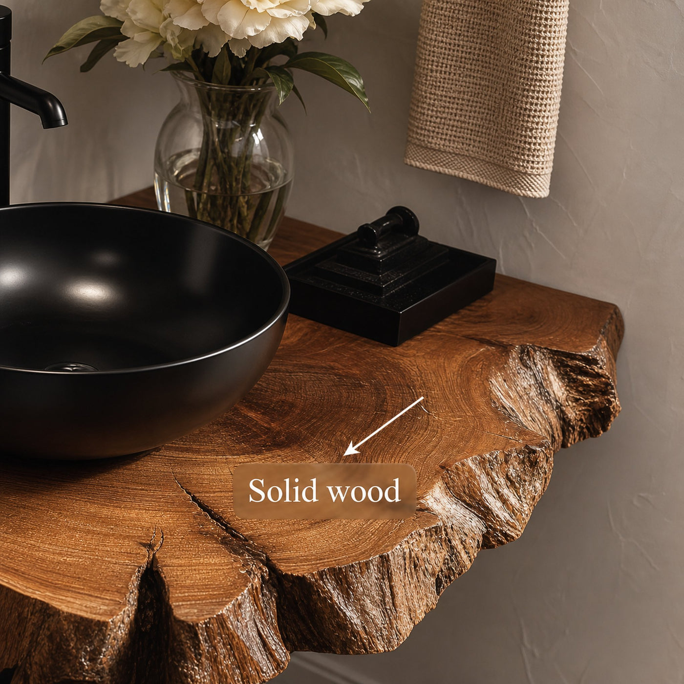 Rustic Floating Shelf Narrow Vanity Powder Room - product view 3