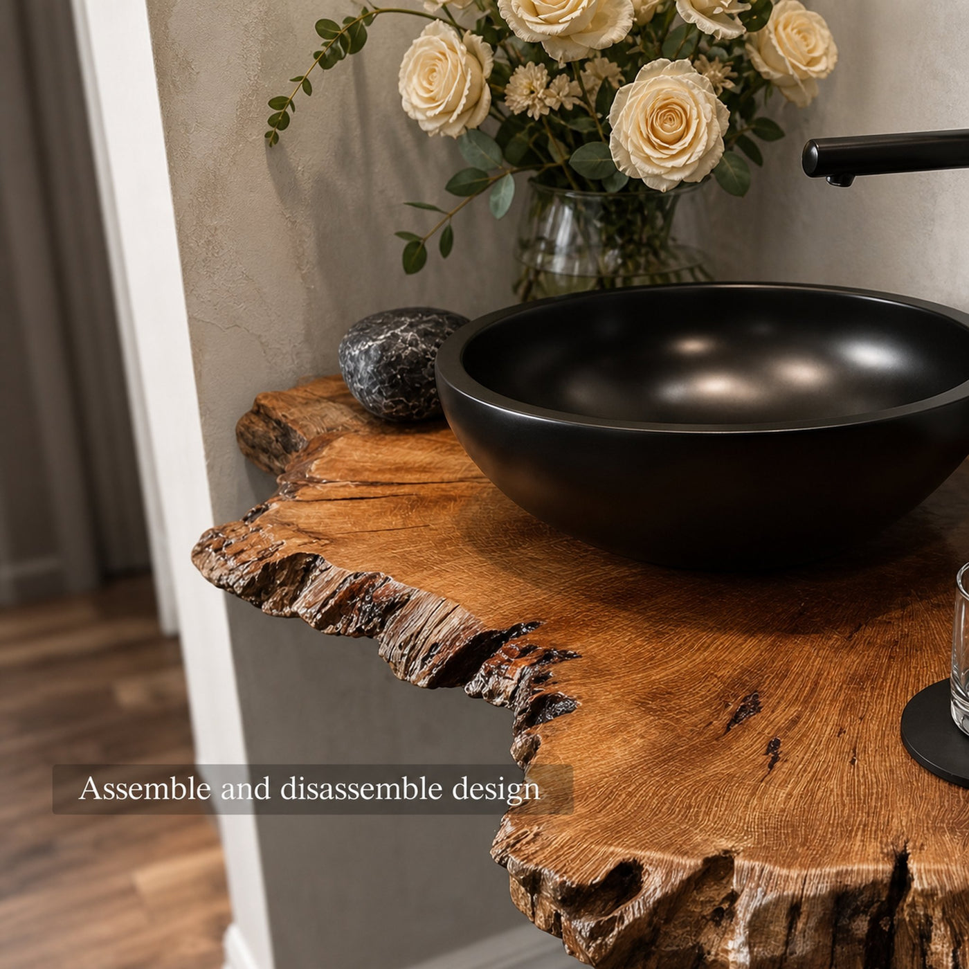 Rustic Floating Shelf Narrow Vanity Washroom - product view 5