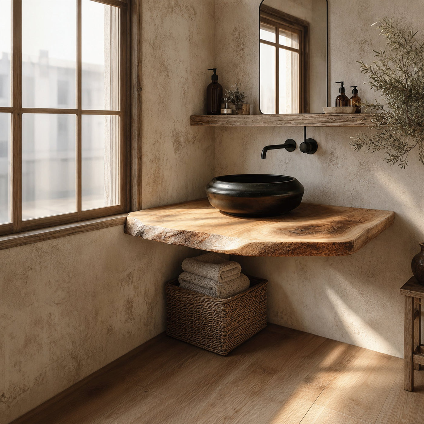 Rustic Floating Shelf Natural Edge Bathroom - product view 2
