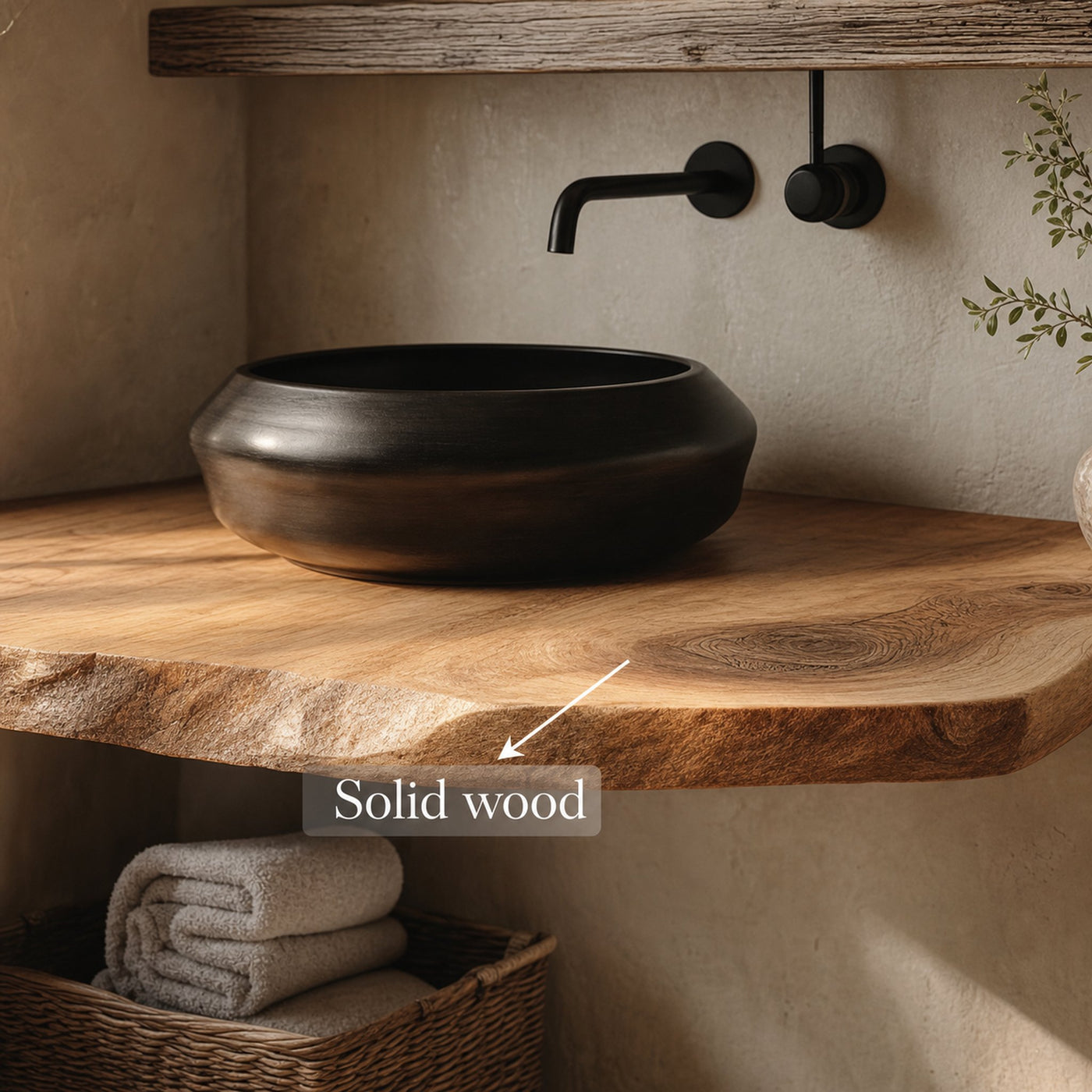 Rustic Floating Shelf Natural Edge Bathroom - product view 3