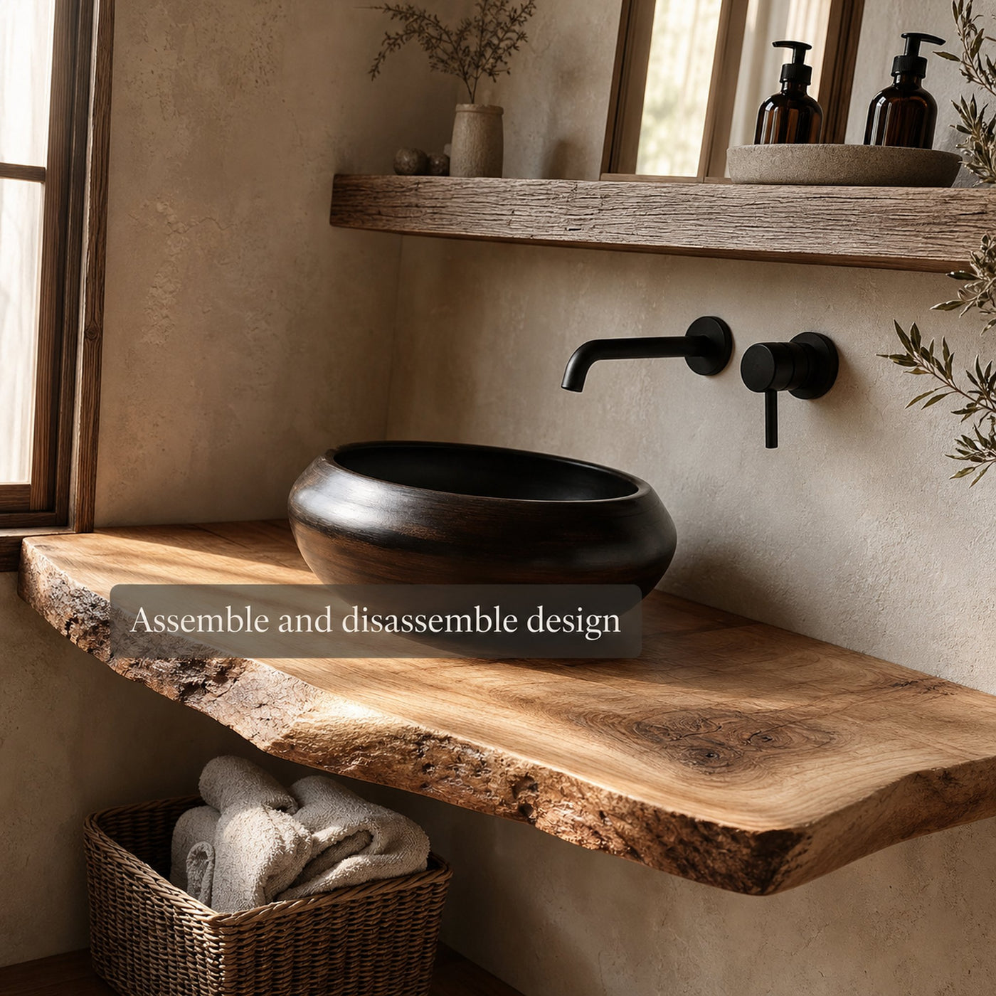 Rustic Floating Shelf Natural Edge Bathroom - product view 4