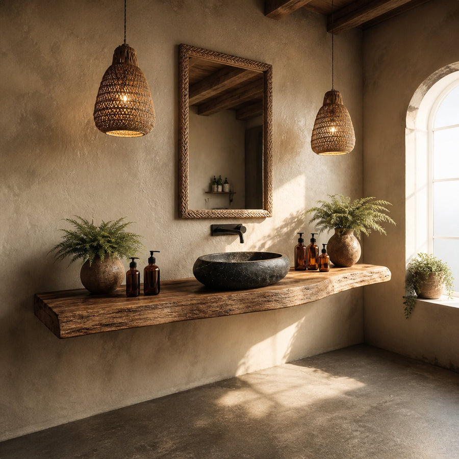 Rustic Floating Shelf Natural Edge Bathroom
