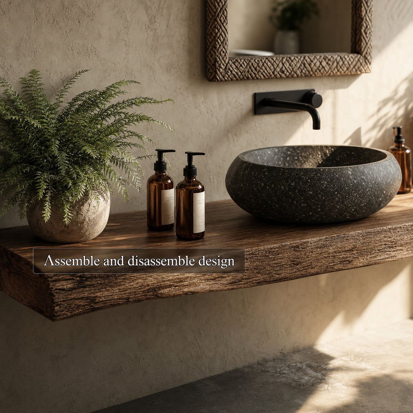 Rustic Floating Shelf Natural Edge Bathroom - product view 2