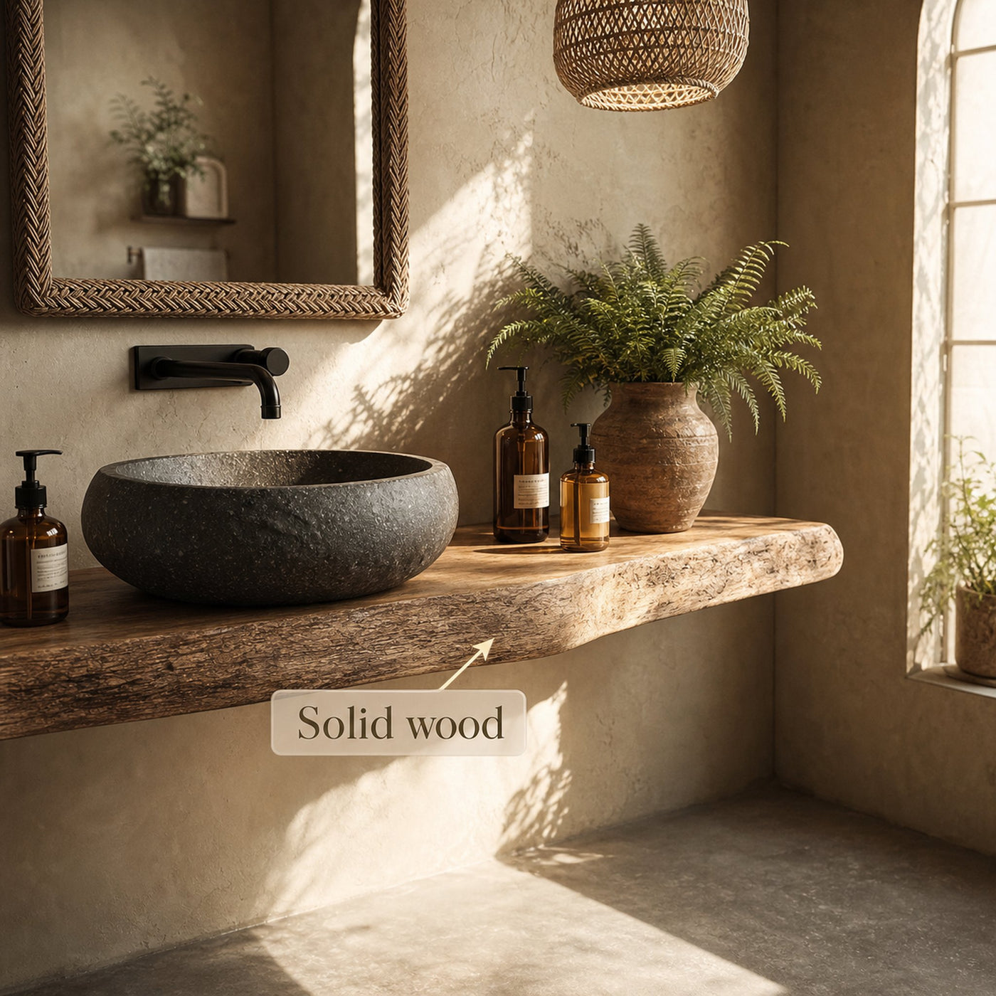 Rustic Floating Shelf Natural Edge Bathroom - product view 3