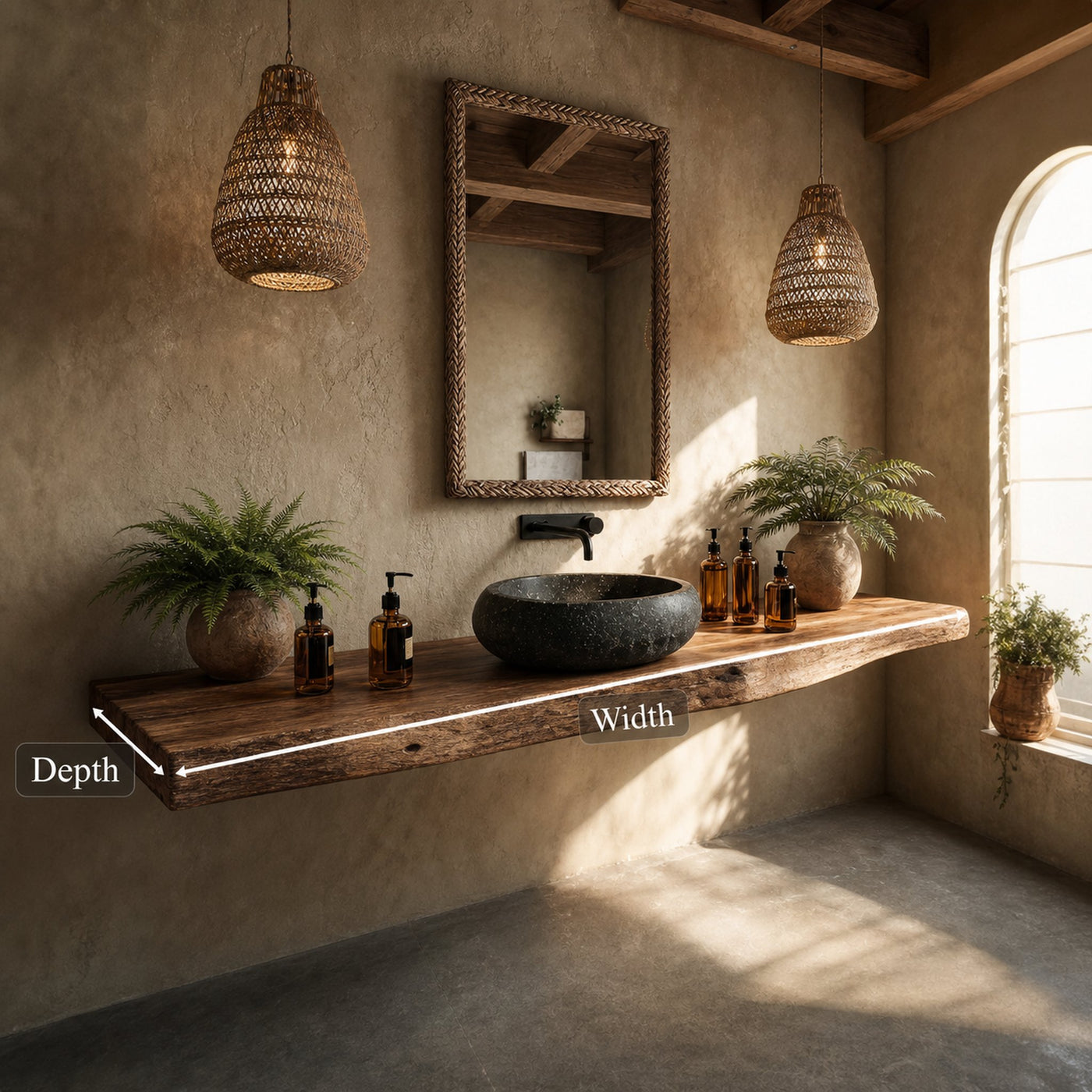 Rustic Floating Shelf Natural Edge Bathroom - product view 4