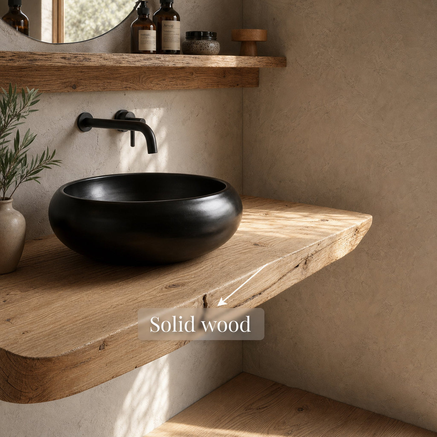 Rustic Floating Shelf Natural Edge Vanity Bathroom - product view 3