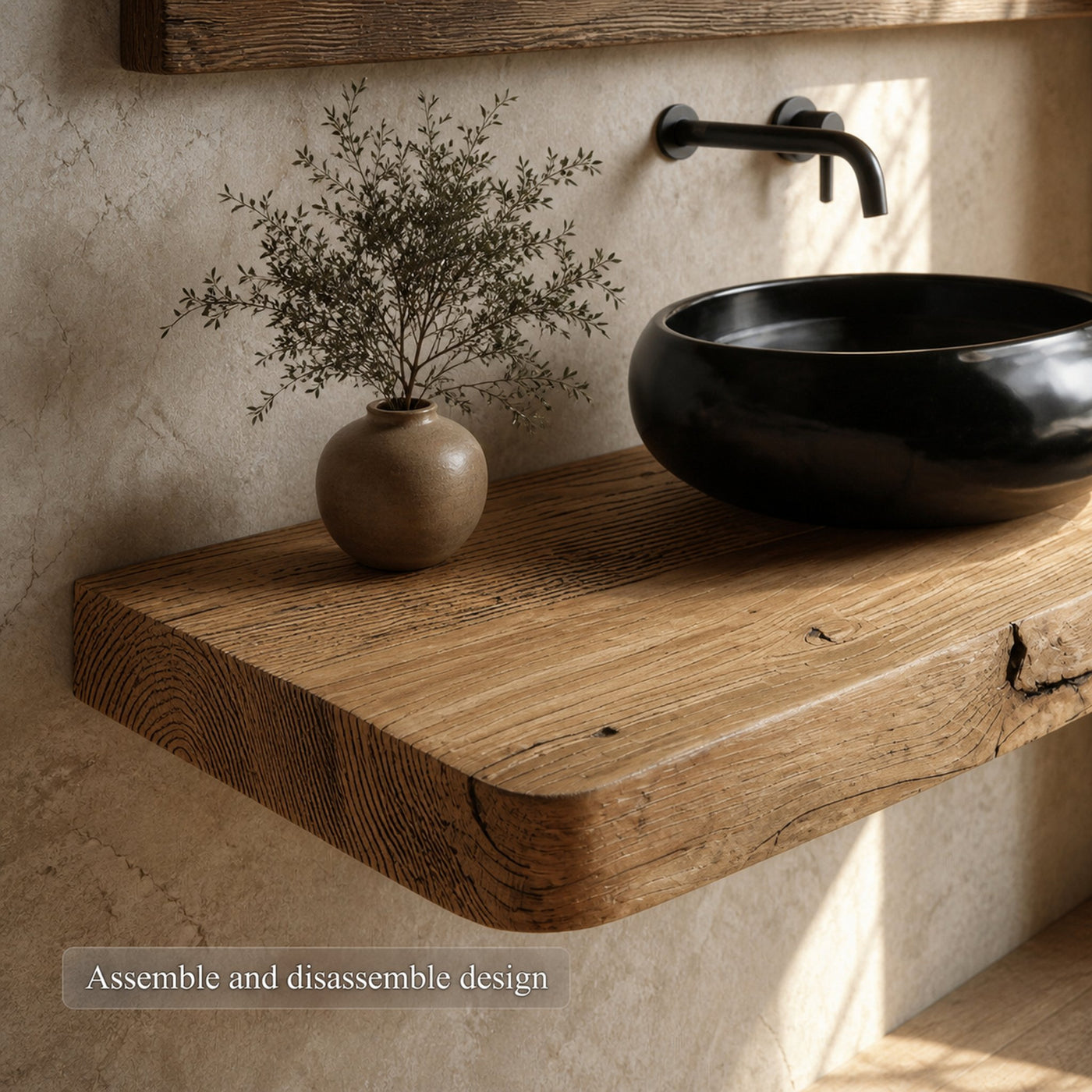 Rustic Floating Shelf Natural Edge Vanity Bathroom - product view 4