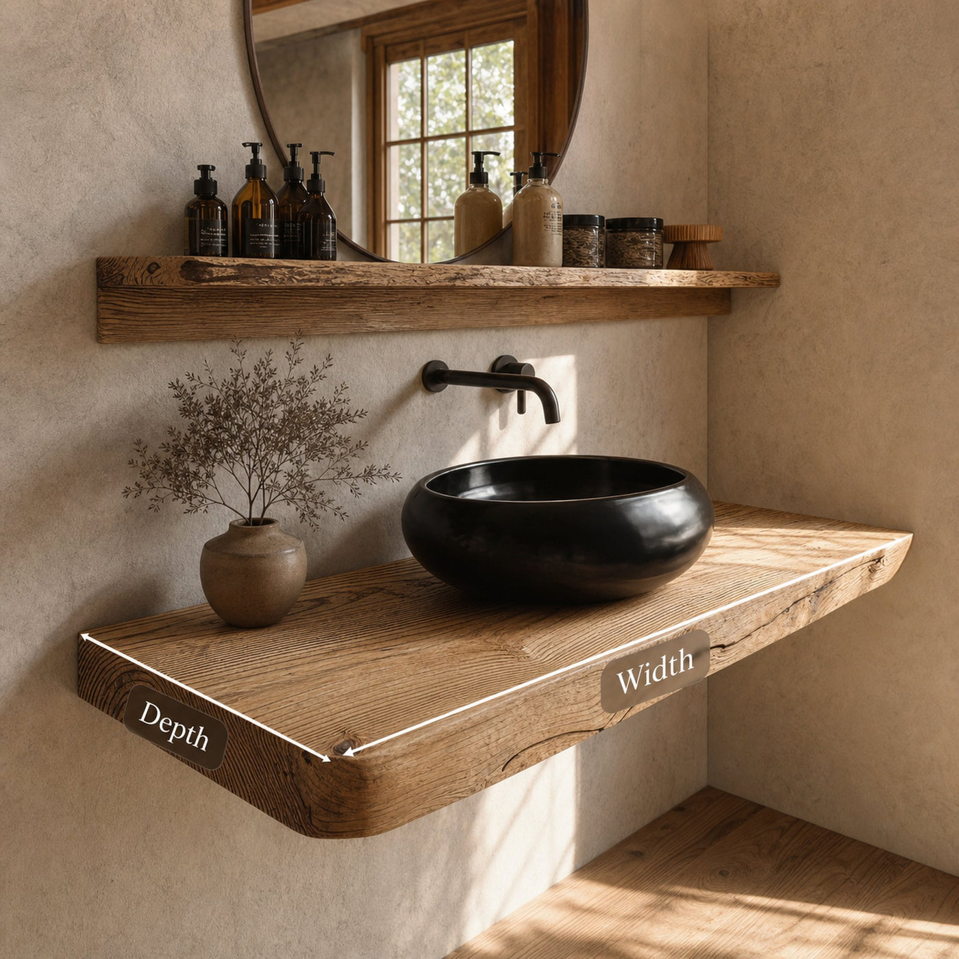 Rustic Floating Shelf Natural Edge Vanity Bathroom - product view 5