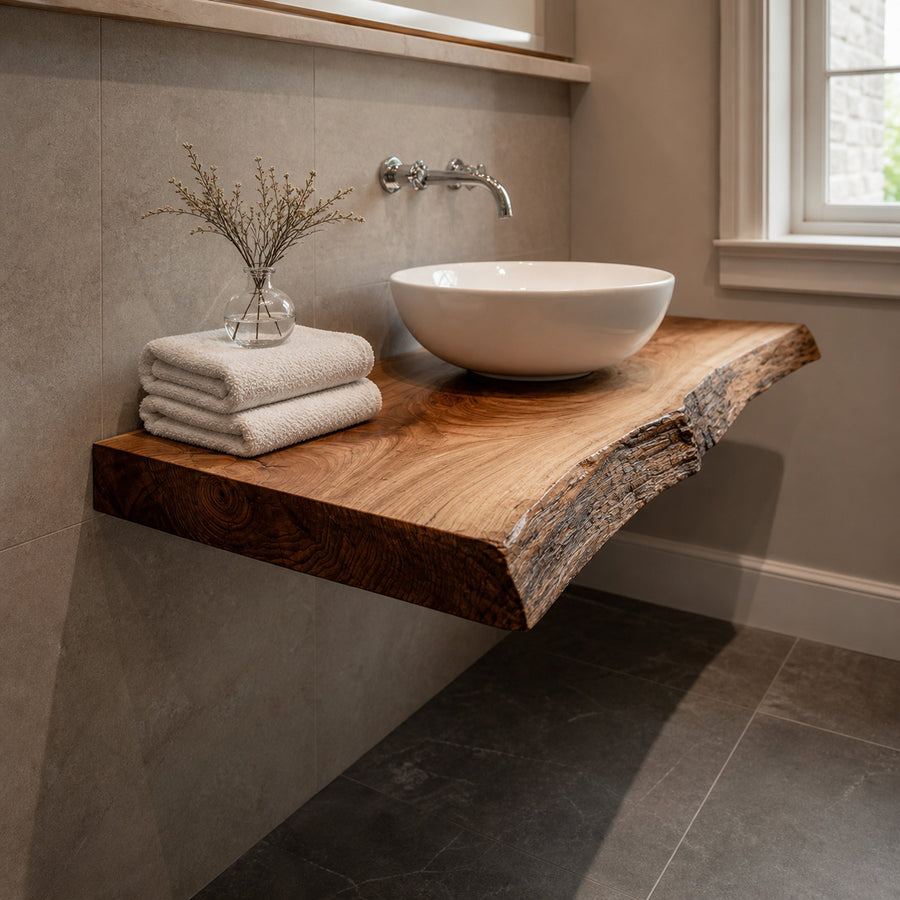 Rustic Floating Shelf Natural Edge Washroom