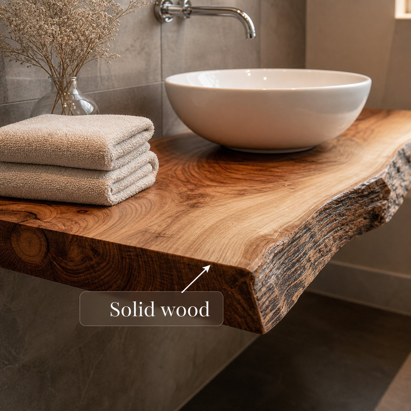 Rustic Floating Shelf Natural Edge Washroom - product view 3