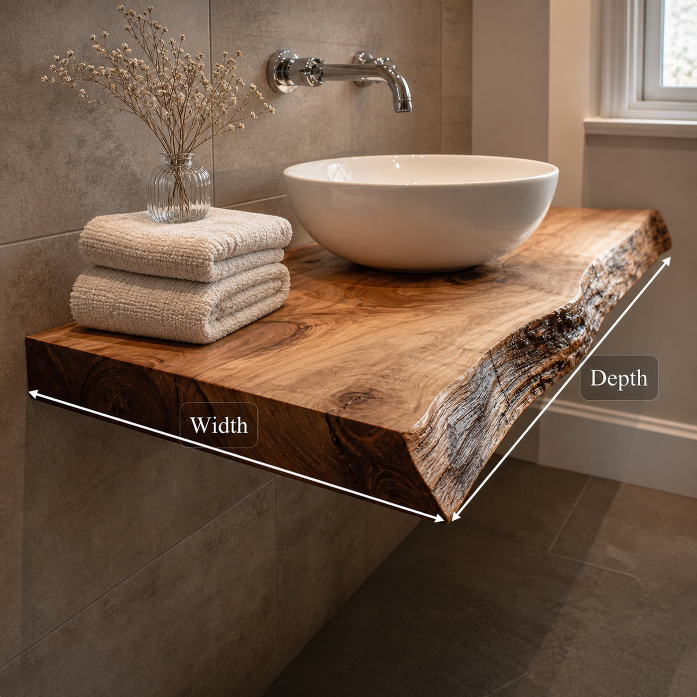 Rustic Floating Shelf Natural Edge Washroom - product view 5