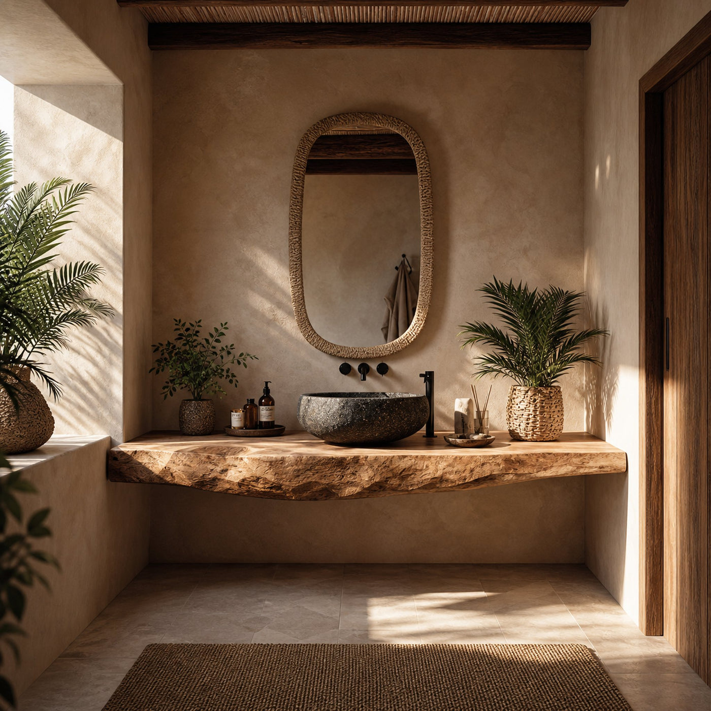 Rustic Floating Shelf Single Vanity Bathroom