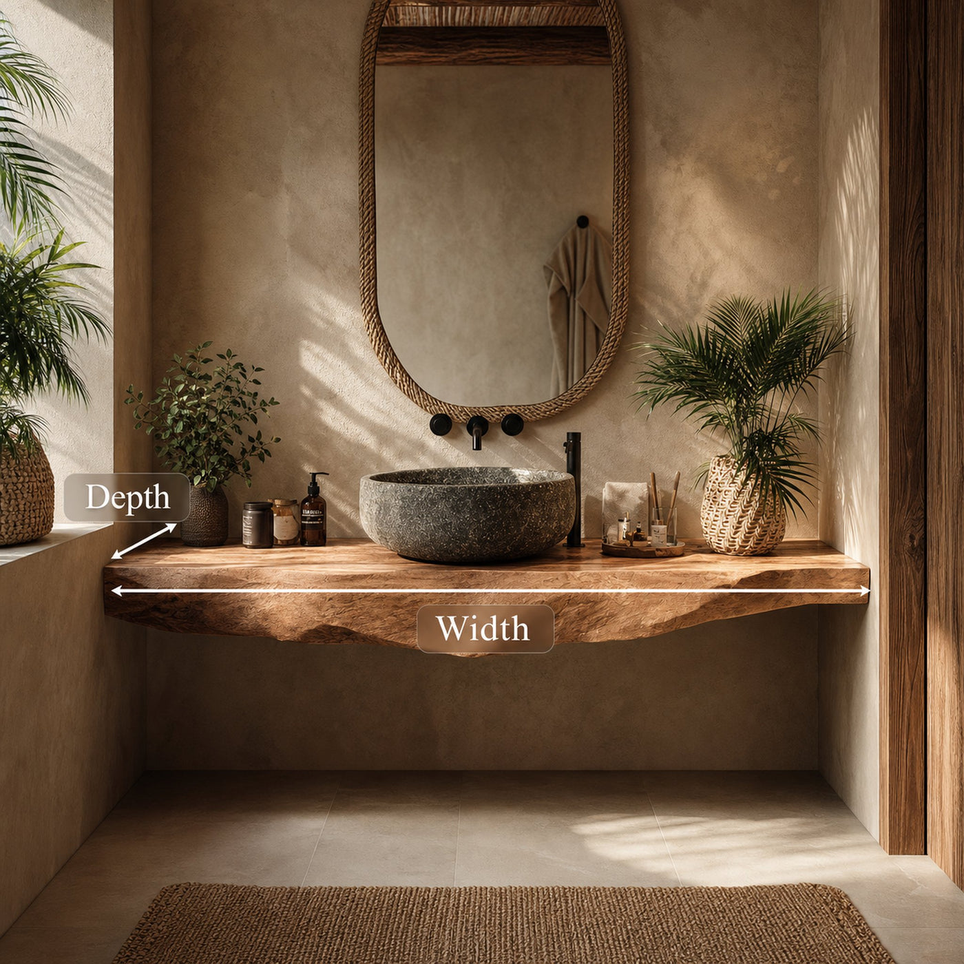 Rustic Floating Shelf Single Vanity Bathroom - product view 5