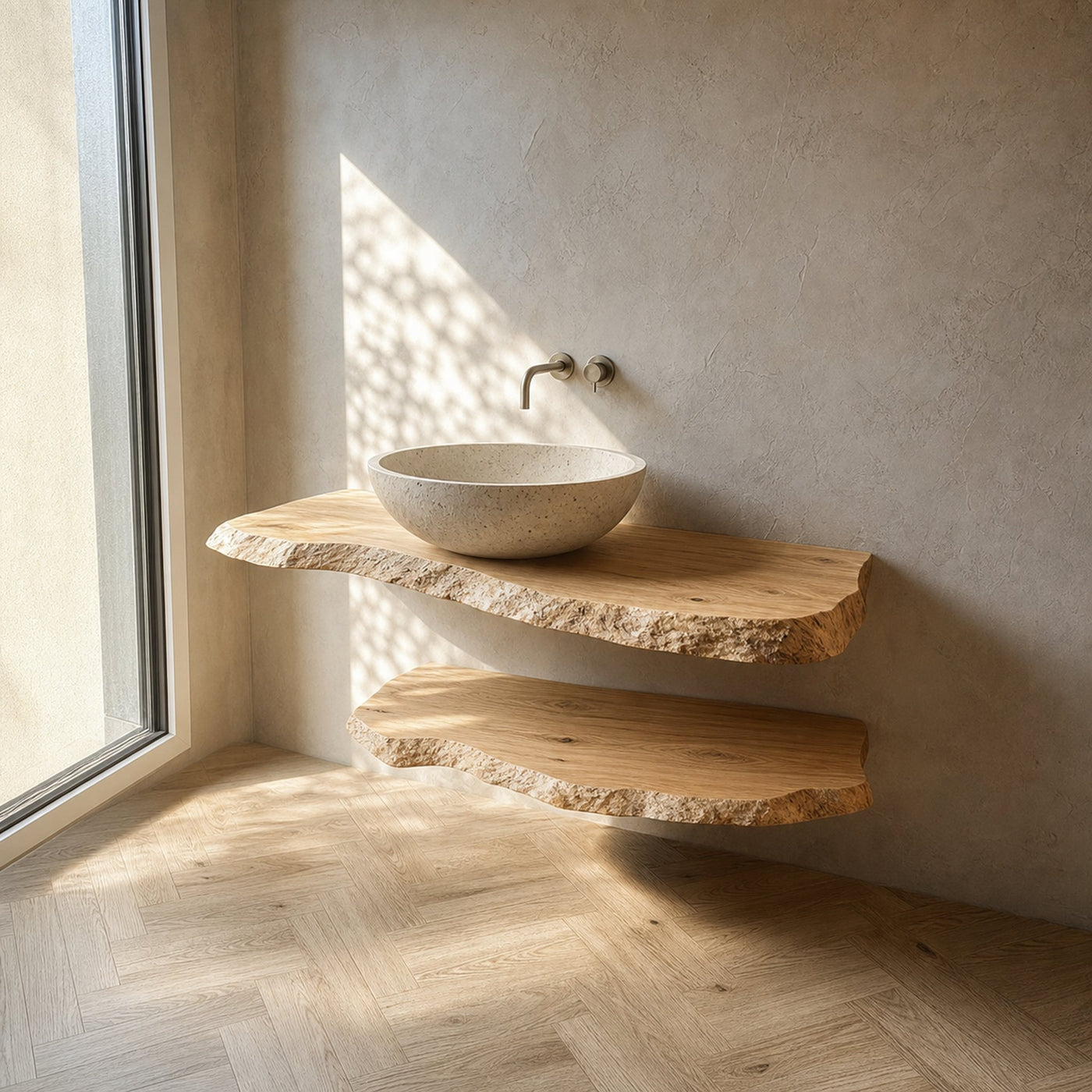Rustic Floating Shelf Vanity Bathroom
