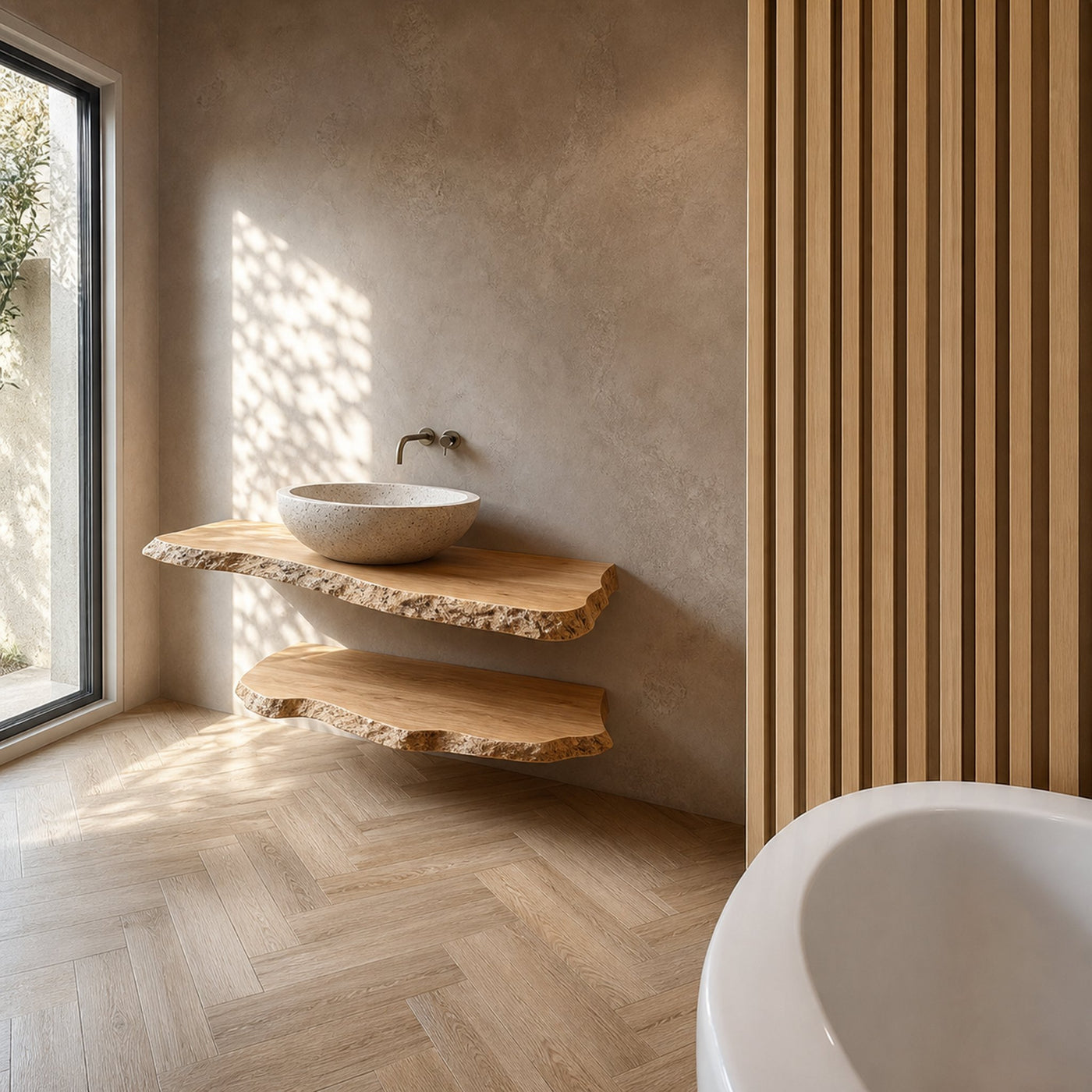 Rustic Floating Shelf Vanity Bathroom - product view 2