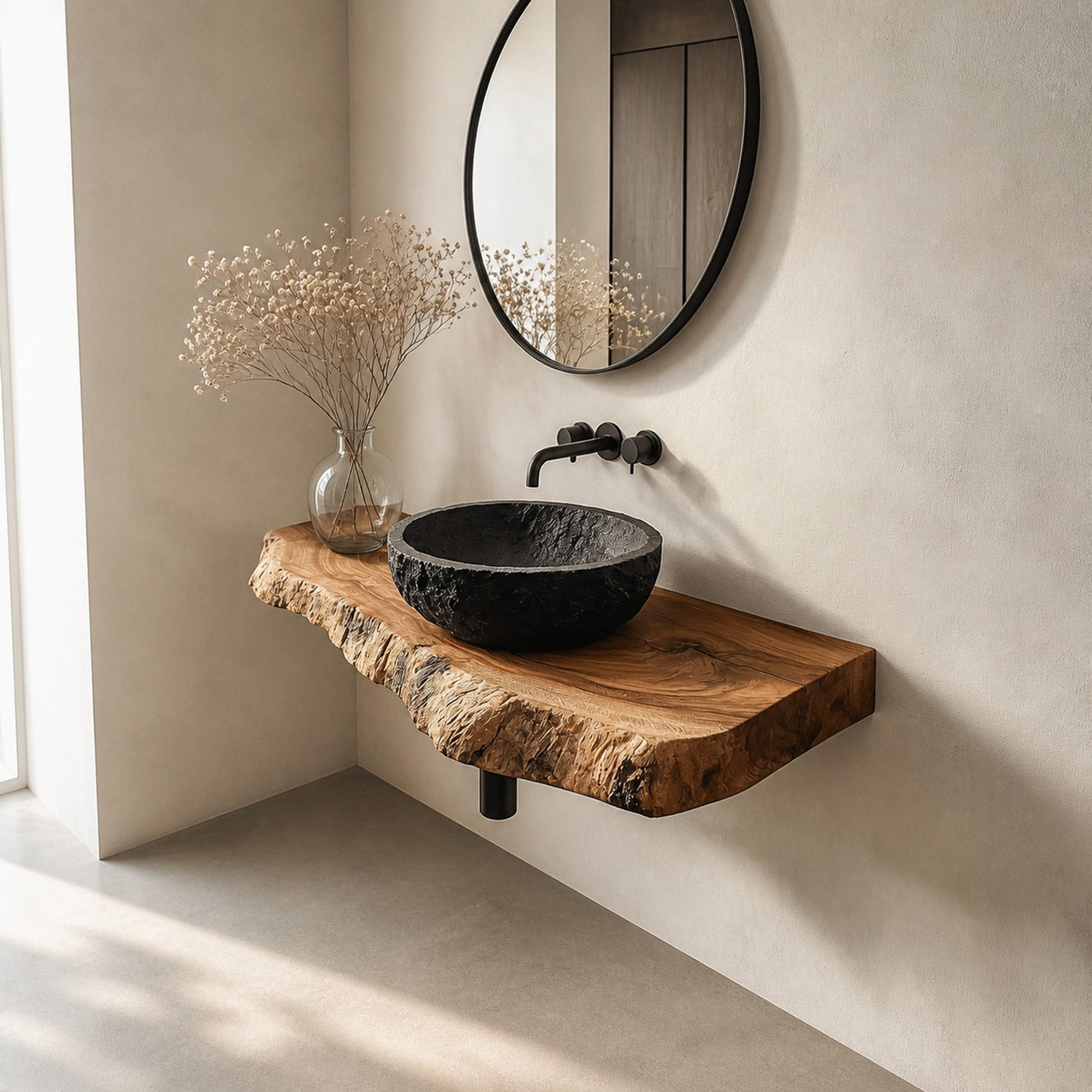 Rustic Floating Shelf Vanity Bathroom
