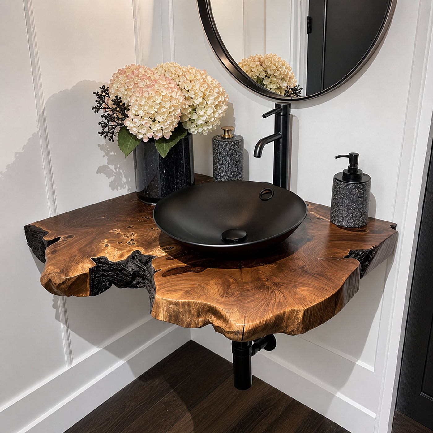 Rustic Floating Shelf Vanity Bathroom