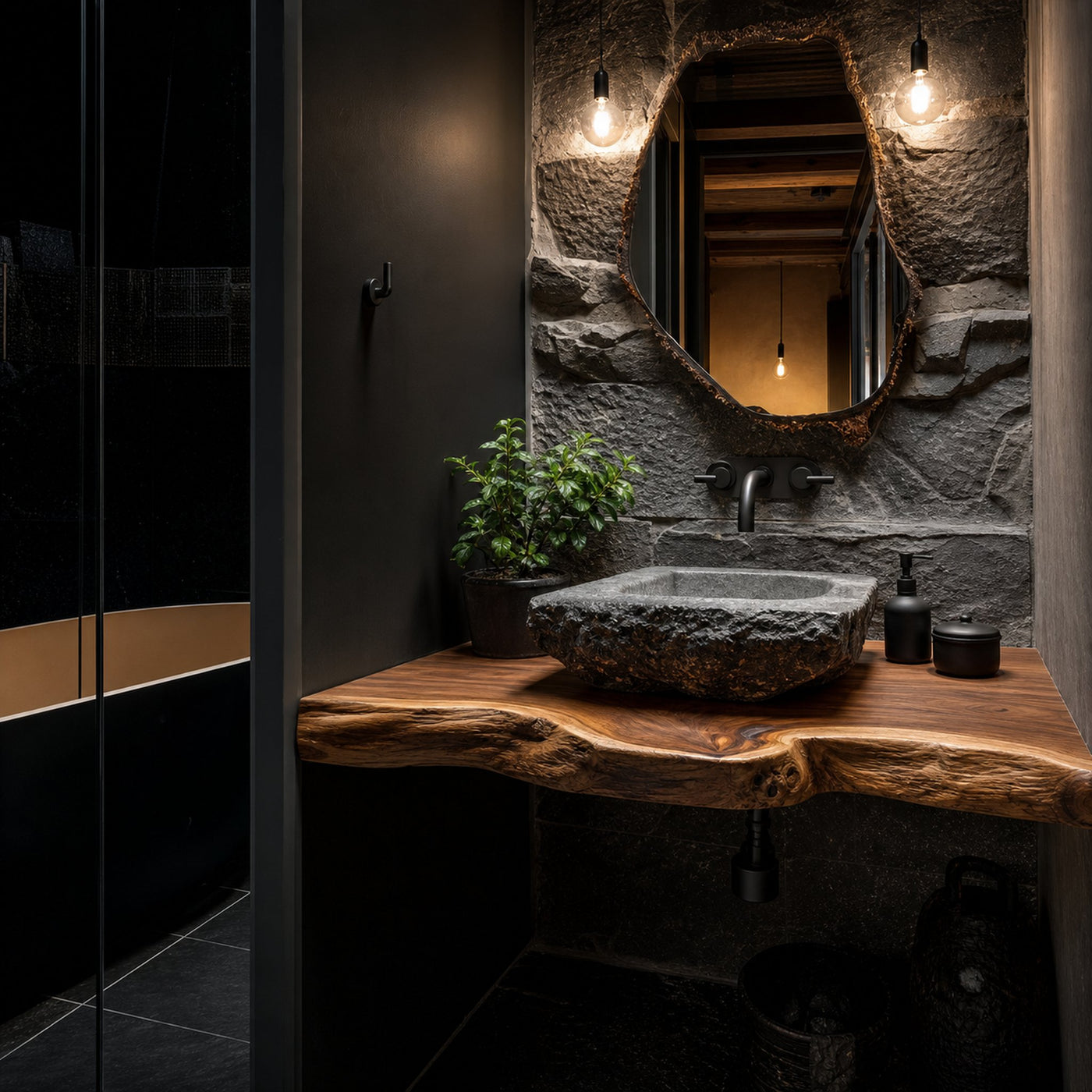 Rustic Floating Shelf Vanity Powder Room - product view 2