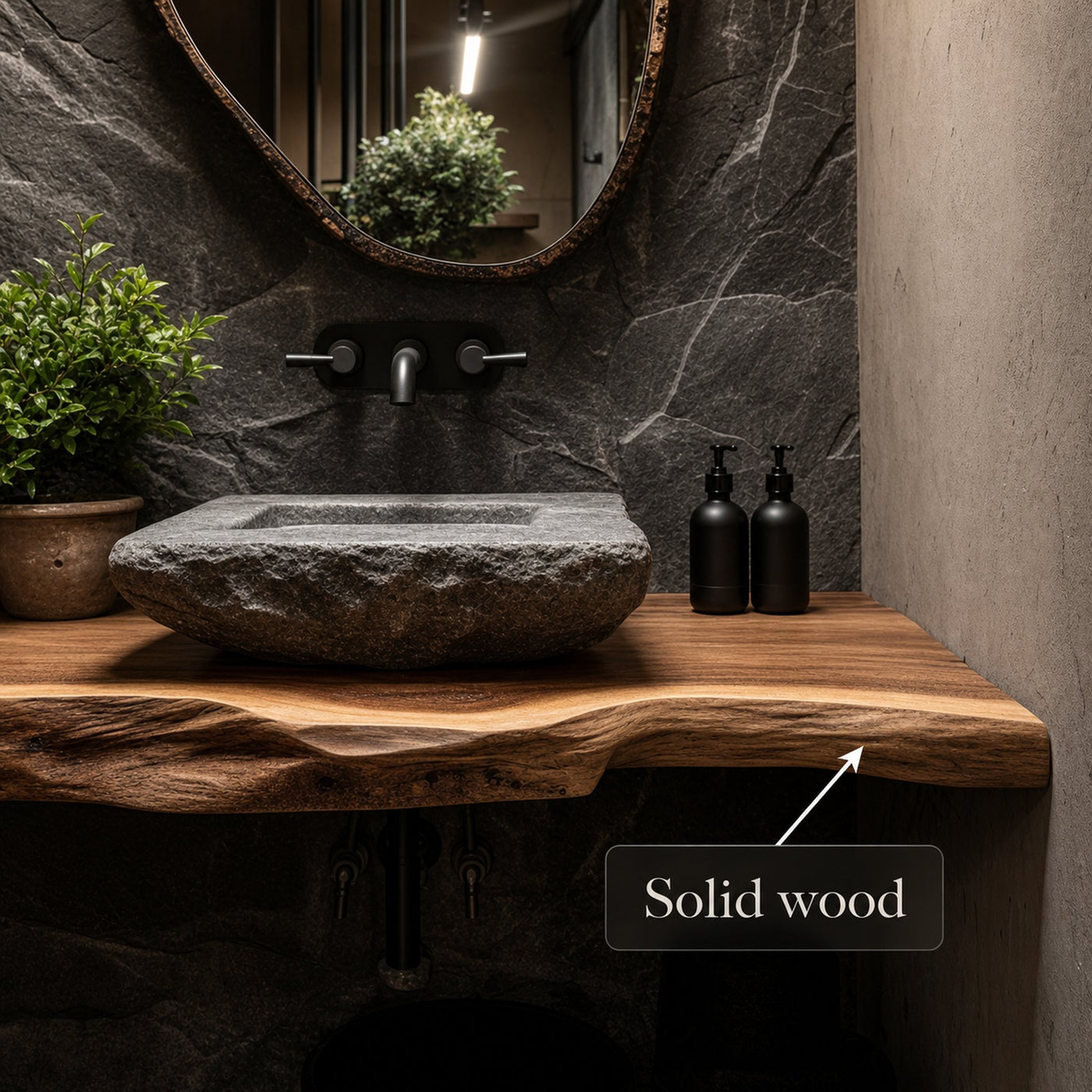 Rustic Floating Shelf Vanity Powder Room - product view 3