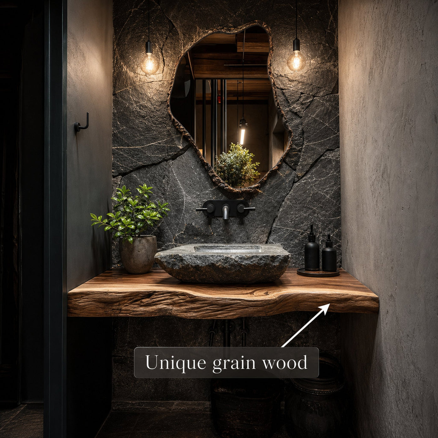 Rustic Floating Shelf Vanity Powder Room - product view 4