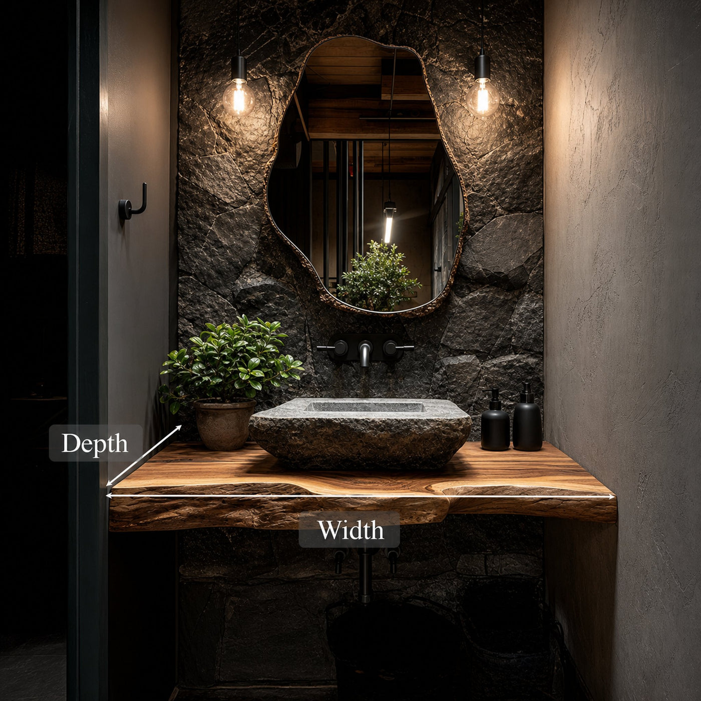 Rustic Floating Shelf Vanity Powder Room - product view 5